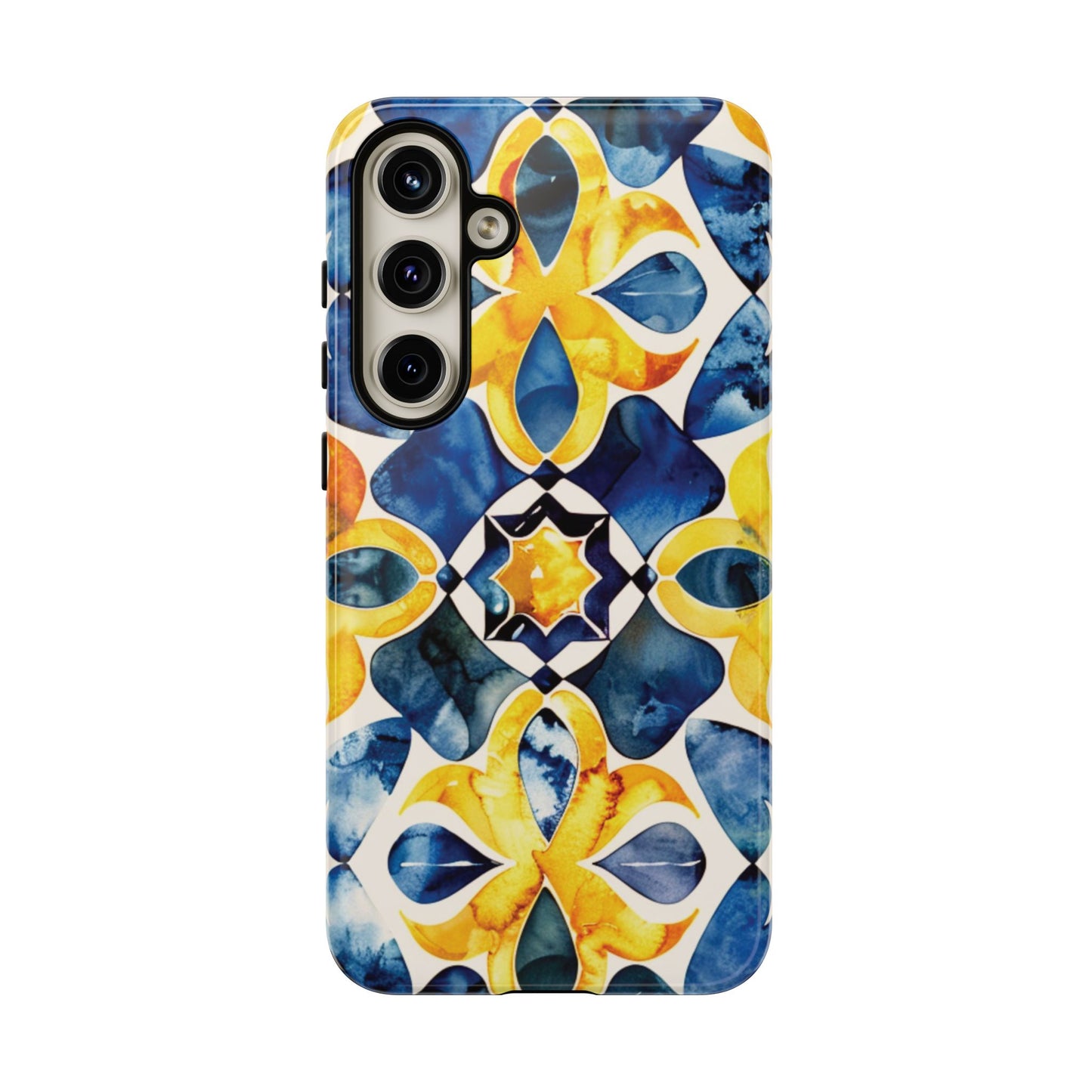 Kaleidoscope Art Phone Case - Bold Blue & Gold Geometric Design | Statement Maker Tough Case
