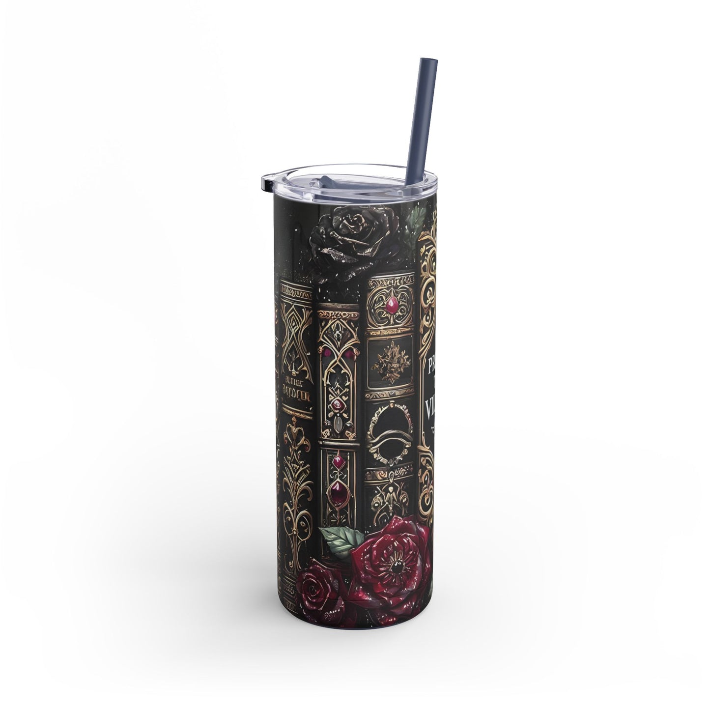 Book Lover Gift - I Prefer the Villain Skinny Tumbler | Dark Academia Matte 20oz Insulated Drinkware