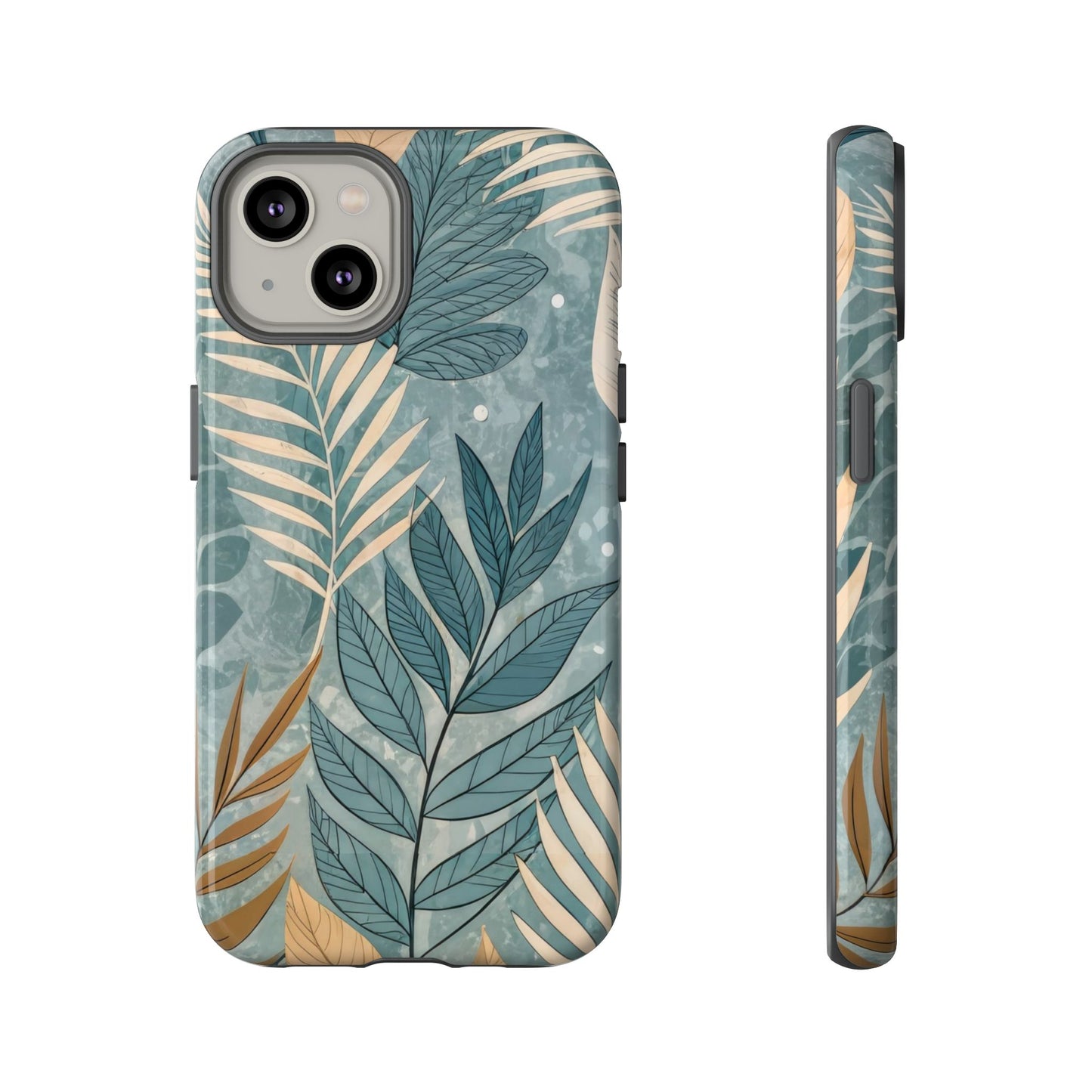 Blue Boho Leaves Tough Case