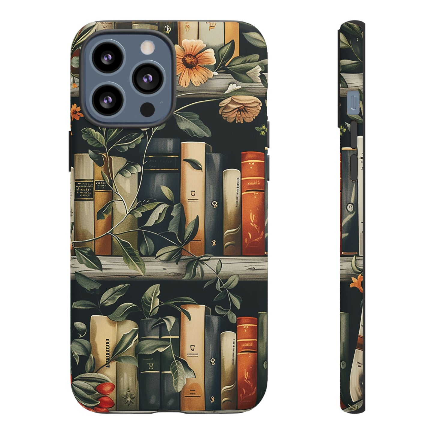 Cozy Bookshelf & Floral Tough Phone Case – Protective & Aesthetic for Book Lovers