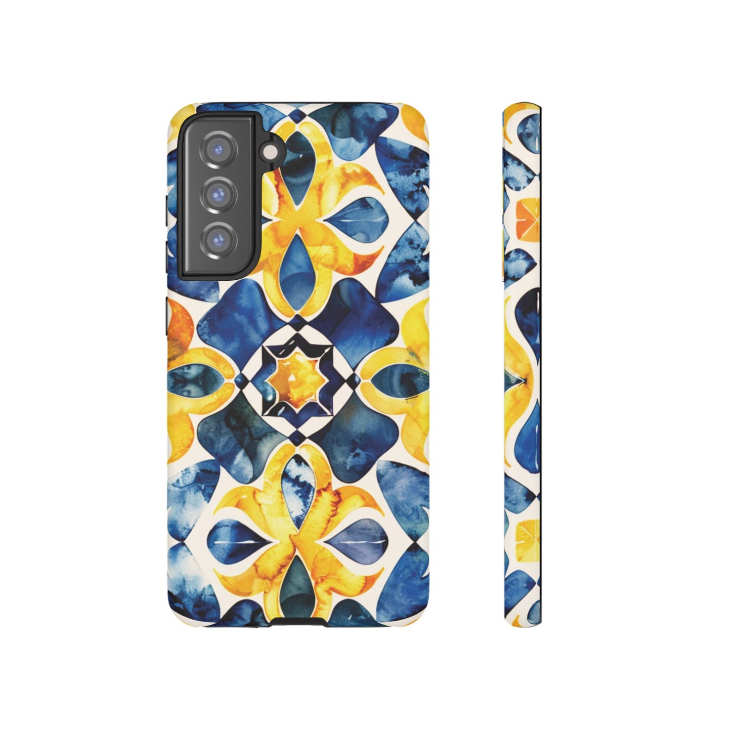 Kaleidoscope Art Phone Case - Bold Blue & Gold Geometric Design | Statement Maker Tough Case