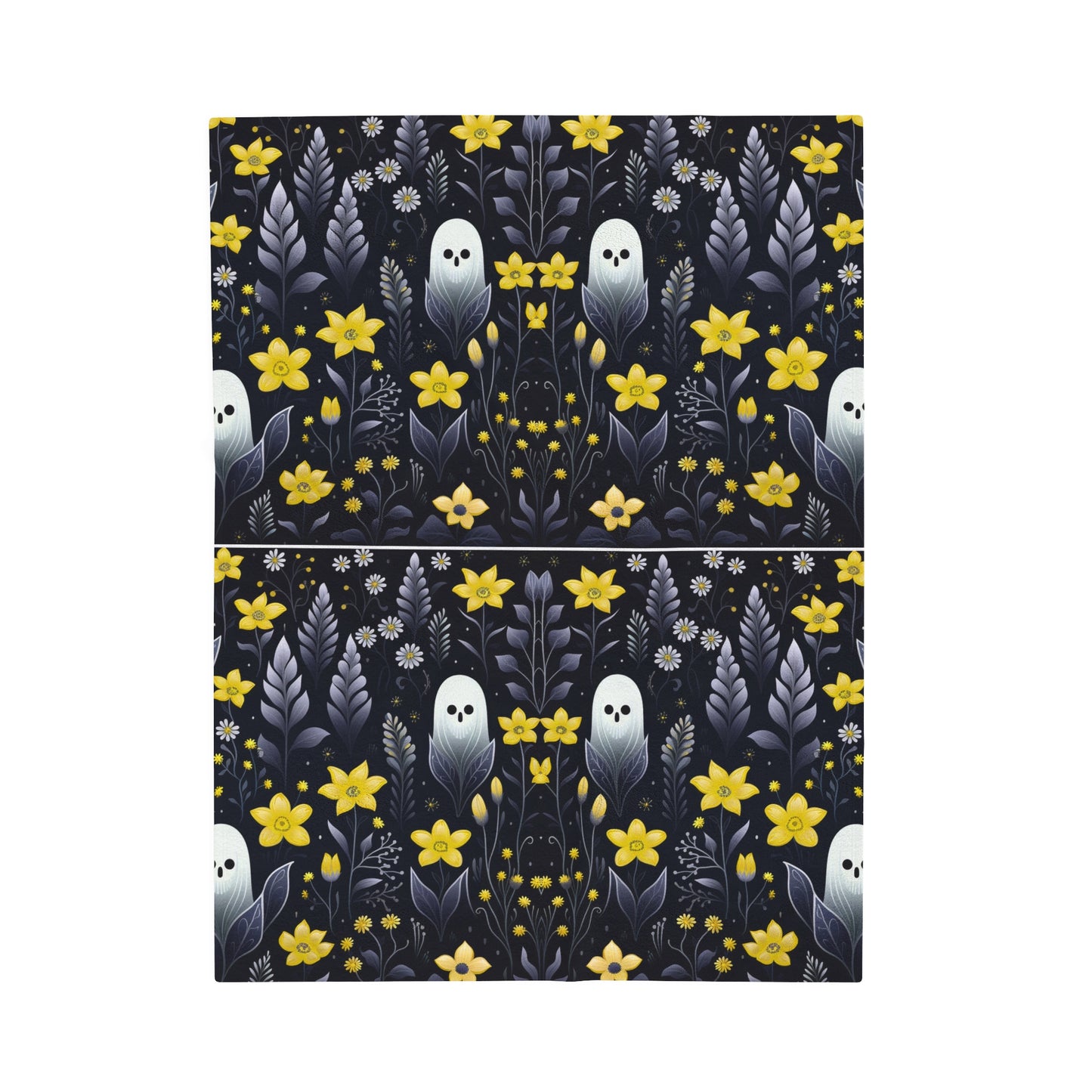 Yellow Floral Ghosts Velveteen Plush Blanket