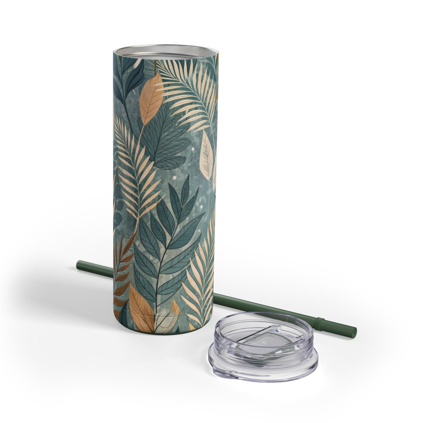 Boho Leaves Matte Skinny Tumbler – 20oz Insulated Drinkware with Plant-Lover Style