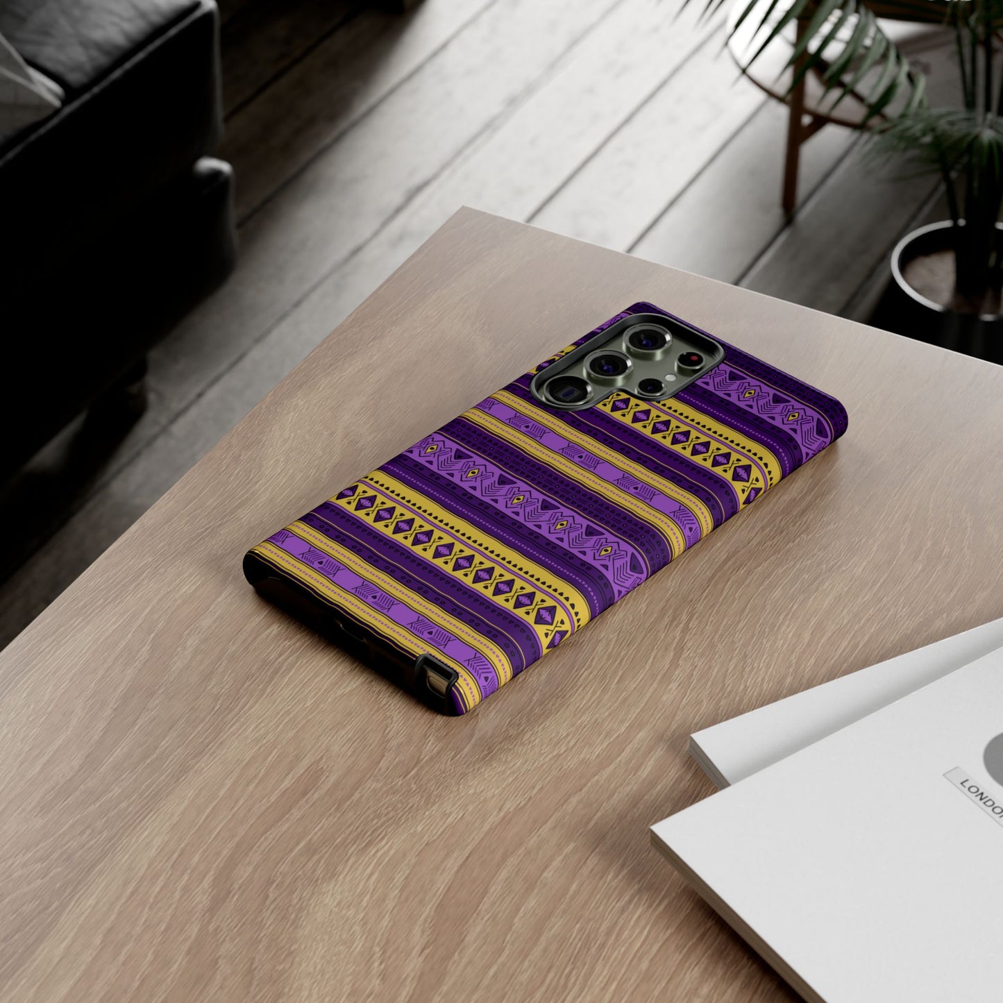 Purple & Yellow Stripes - Tough Phone Case