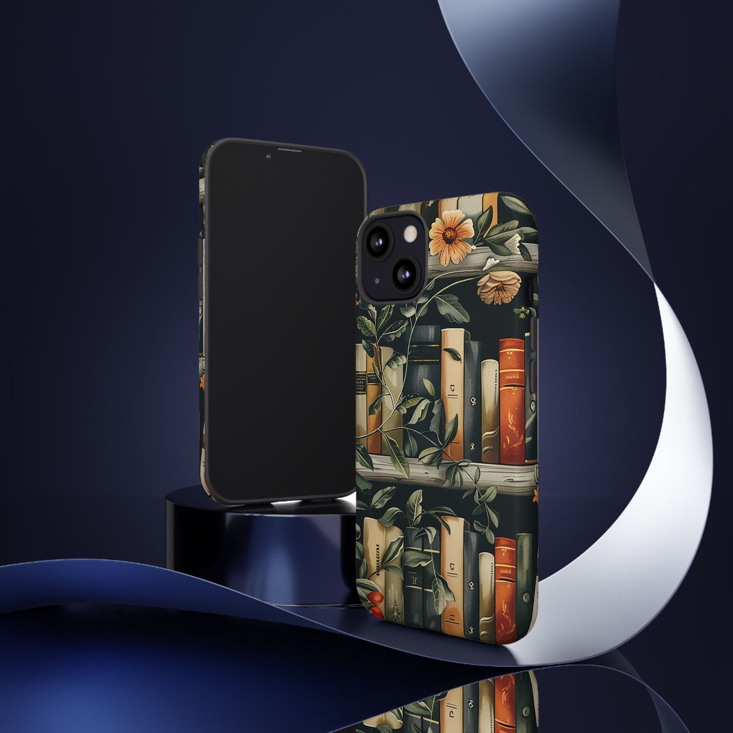 Cozy Bookshelf & Floral Tough Phone Case – Protective & Aesthetic for Book Lovers