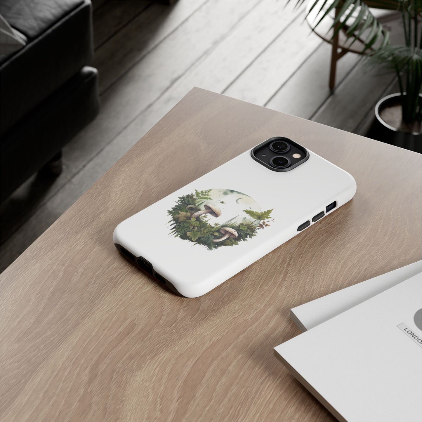 Moonlit Mushroom Tough Phone Case – Minimalist Forest Magic