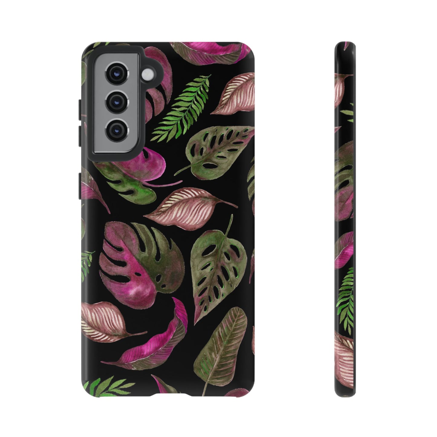 Pink & Black Tropical Leaves - Tough Case