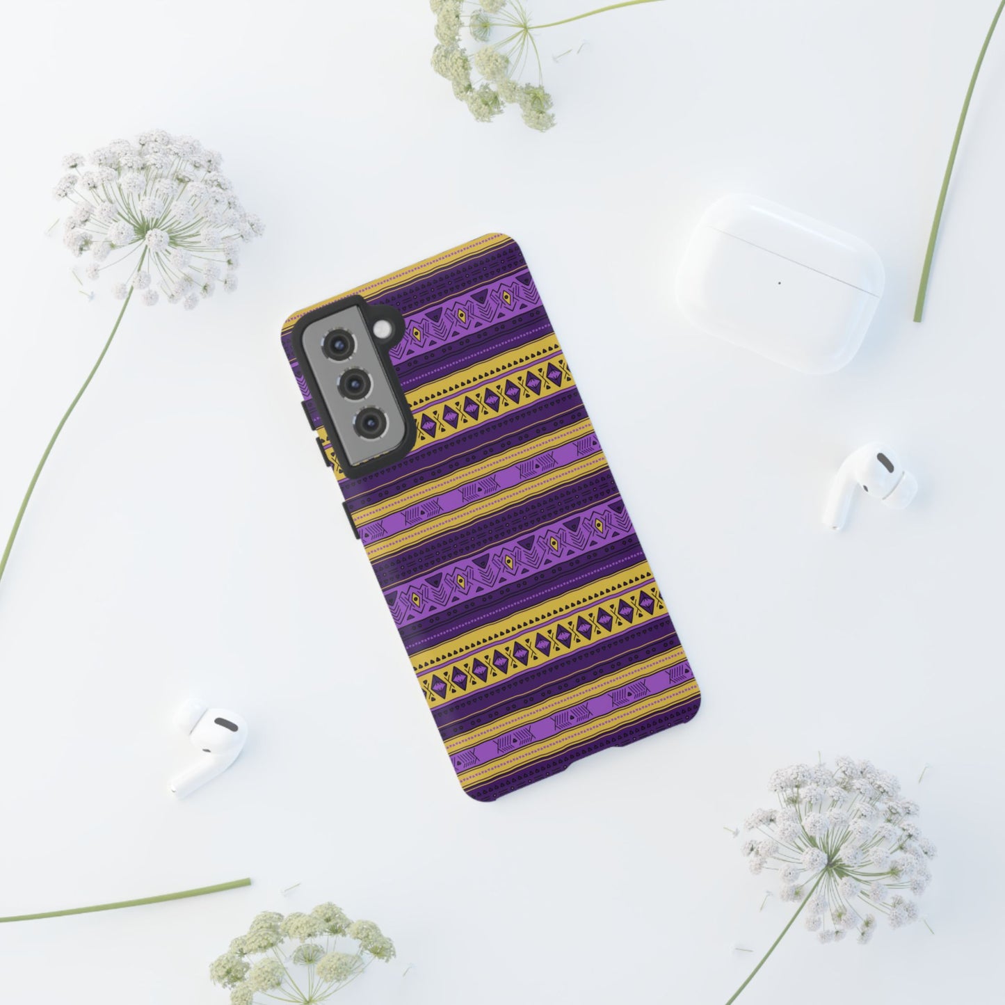 Purple & Yellow Stripes - Tough Phone Case