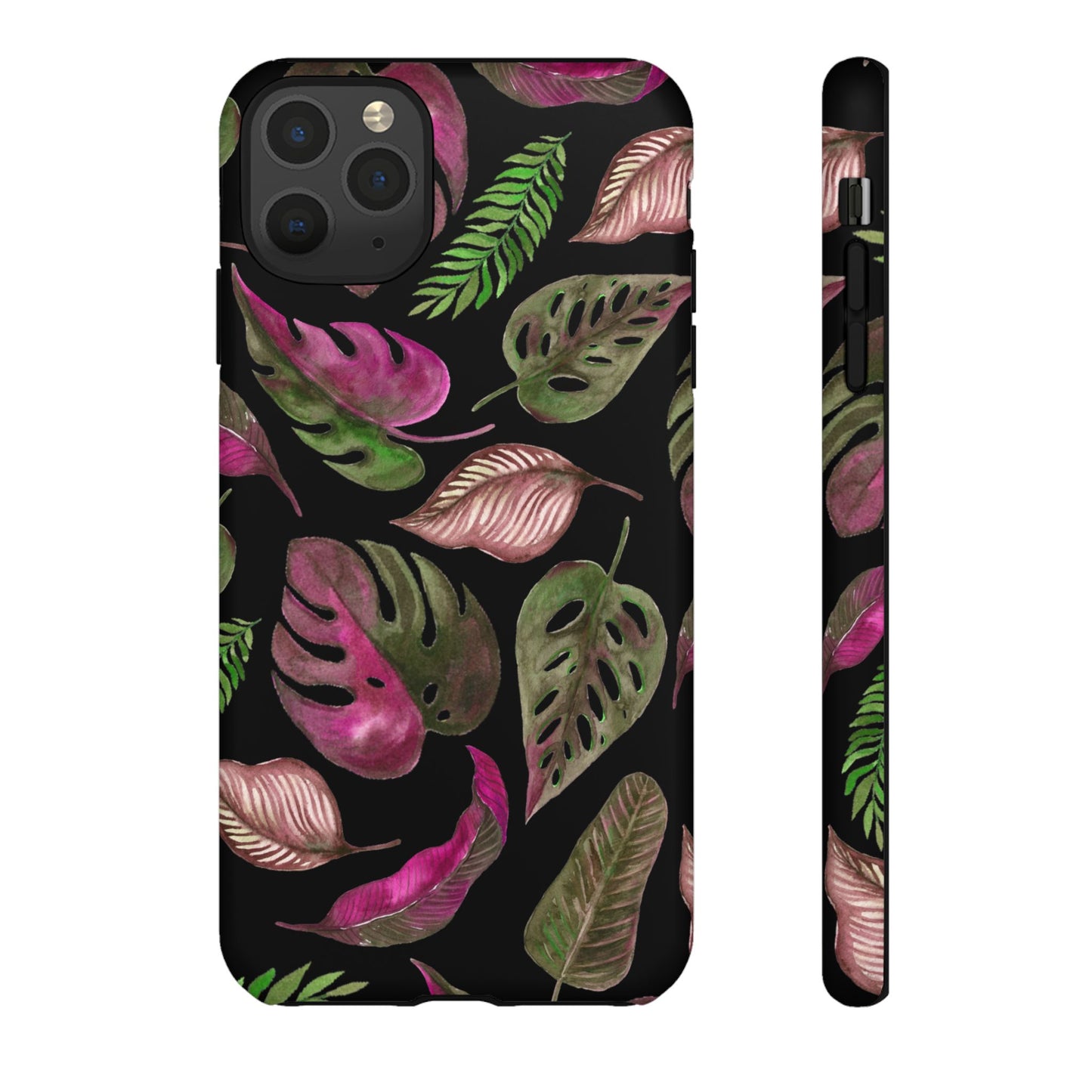 Pink & Black Tropical Leaves - Tough Case