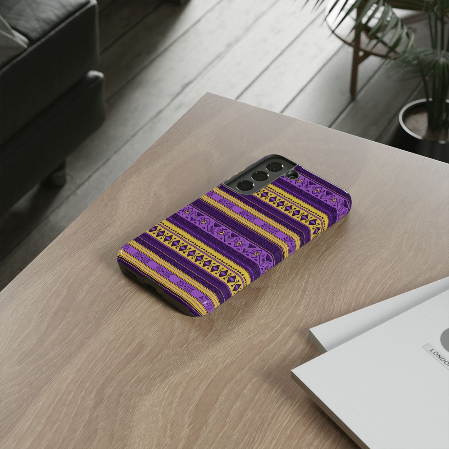 Purple & Yellow Stripes - Tough Phone Case