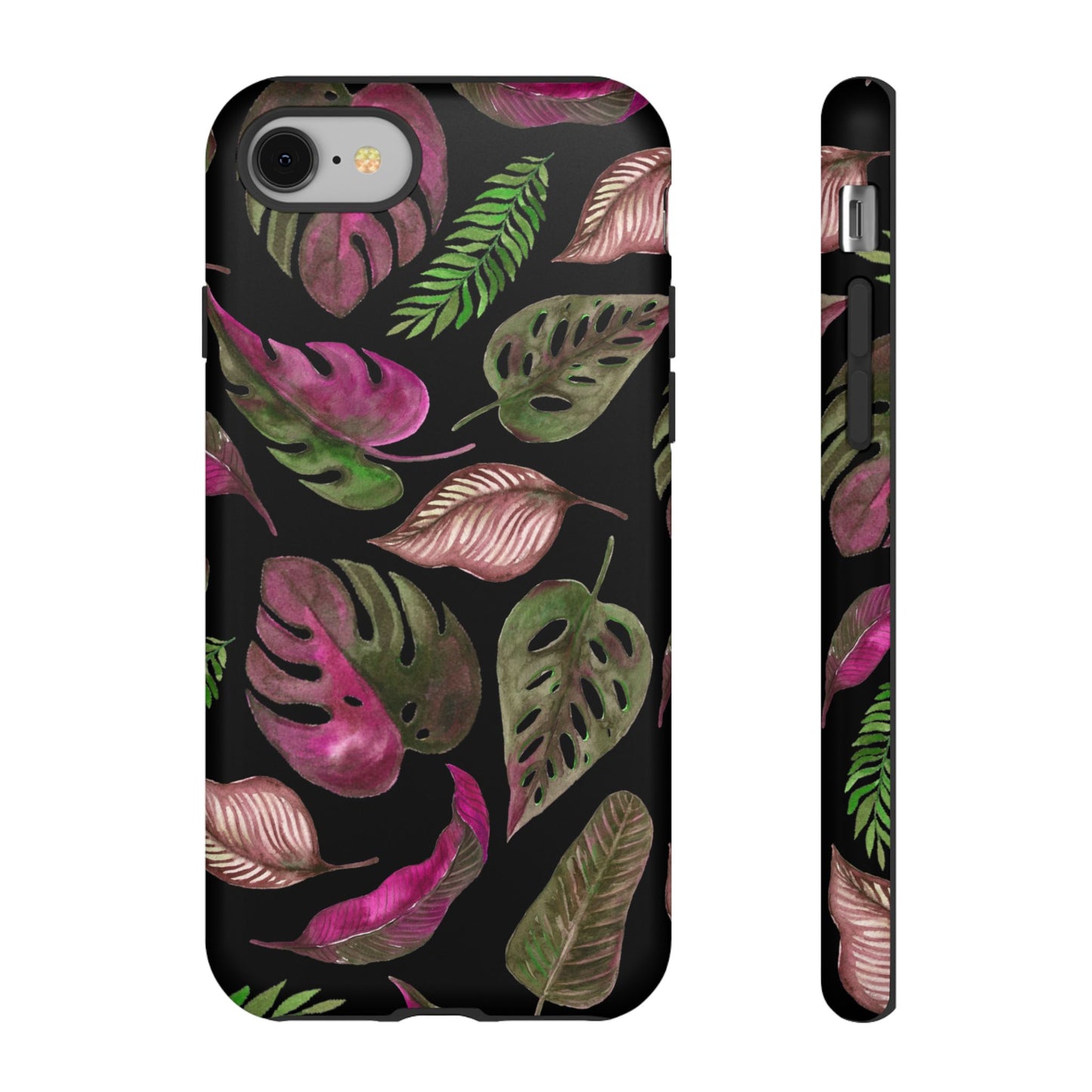 Pink & Black Tropical Leaves - Tough Case
