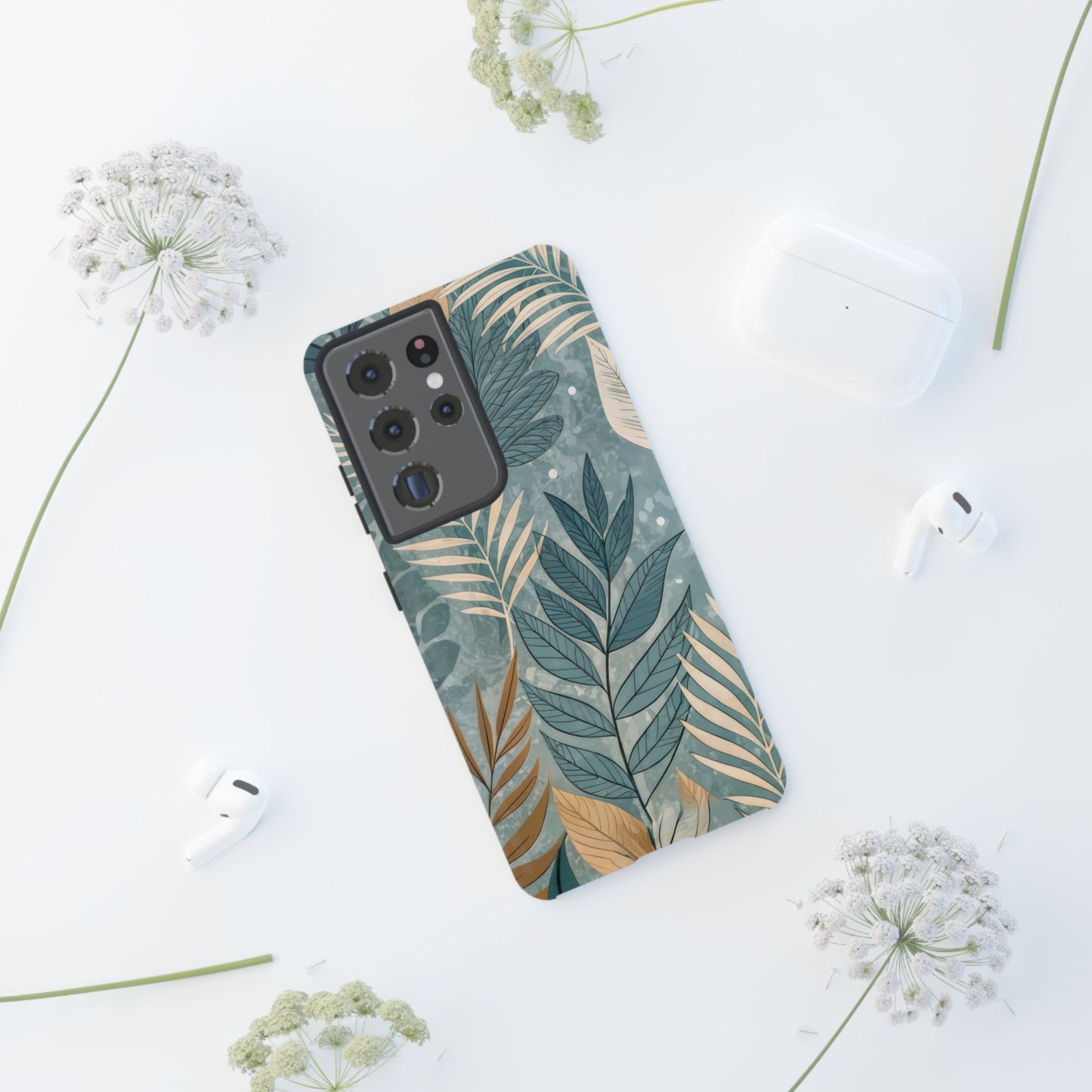 Blue Boho Leaves Tough Case