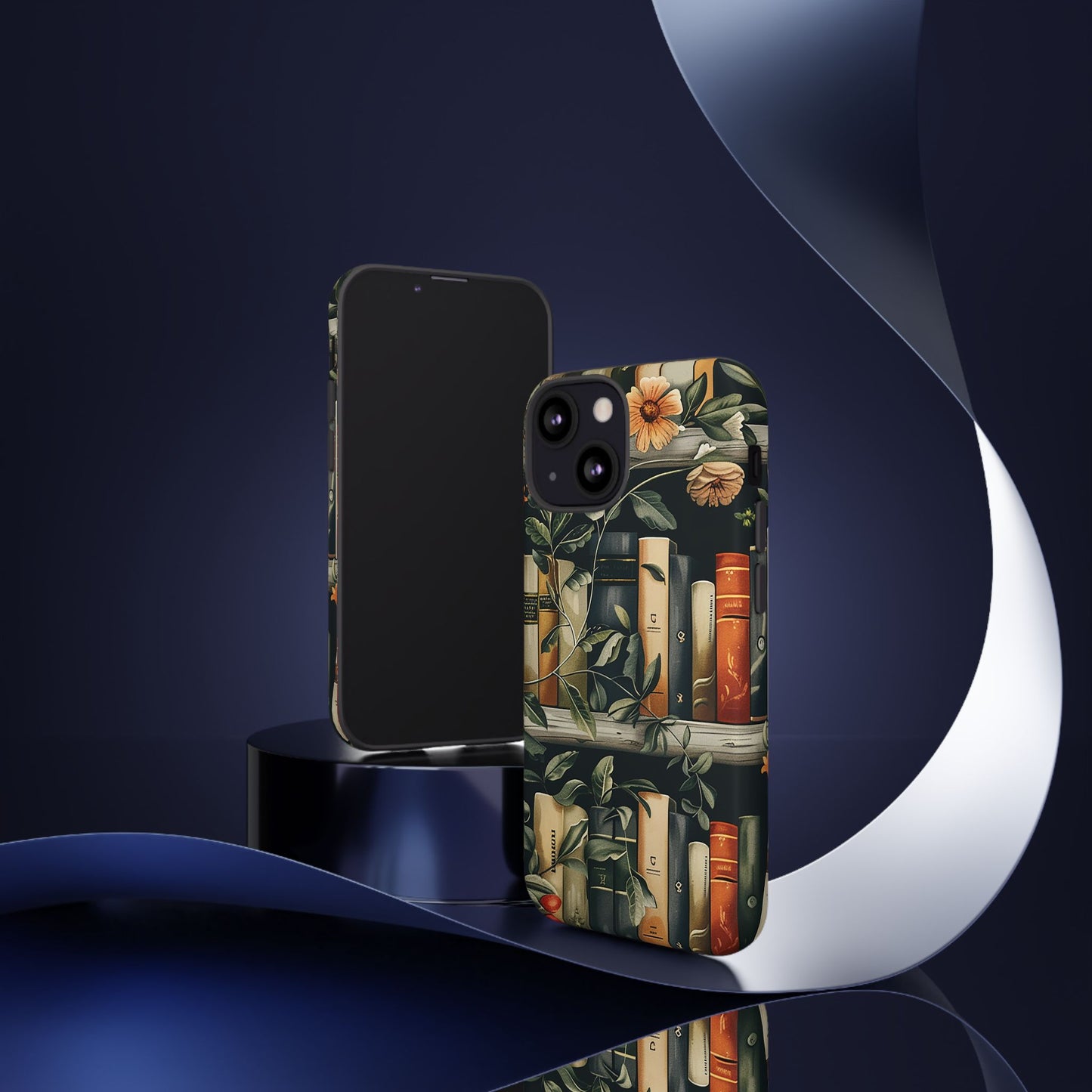 Cozy Bookshelf & Floral Tough Phone Case – Protective & Aesthetic for Book Lovers
