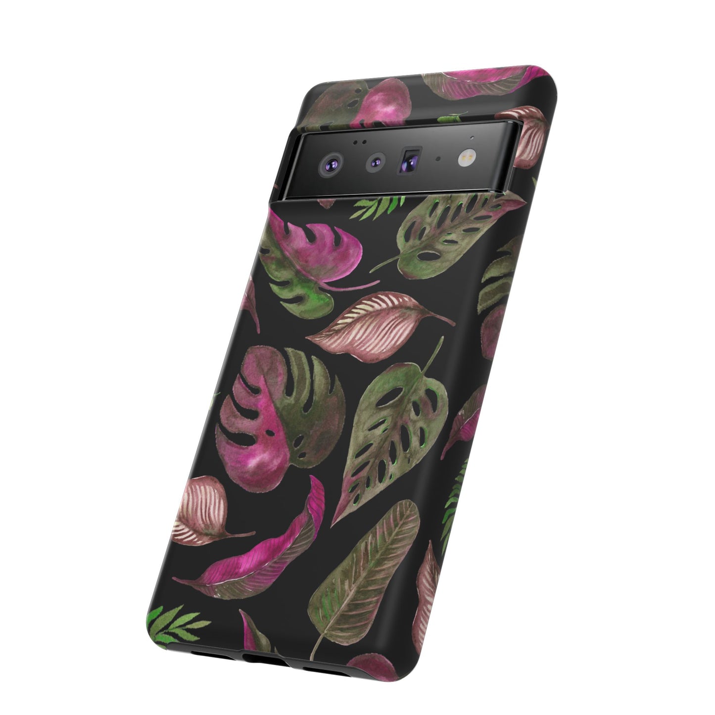 Pink & Black Tropical Leaves - Tough Case
