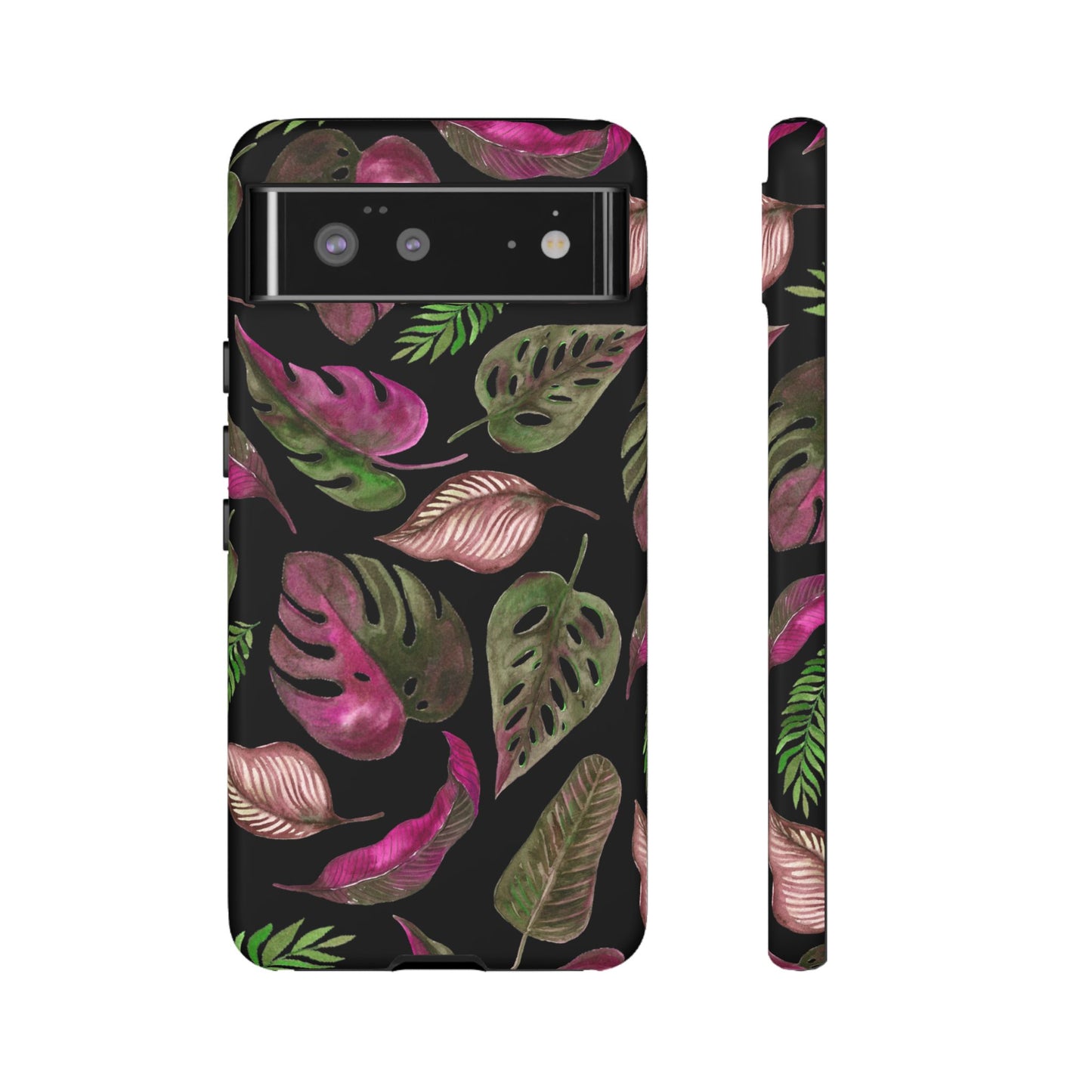 Pink & Black Tropical Leaves - Tough Case
