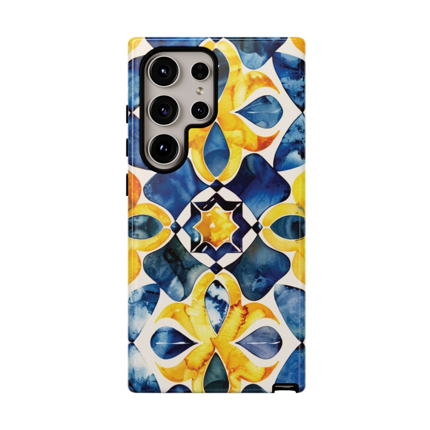Kaleidoscope Art Phone Case - Bold Blue & Gold Geometric Design | Statement Maker Tough Case