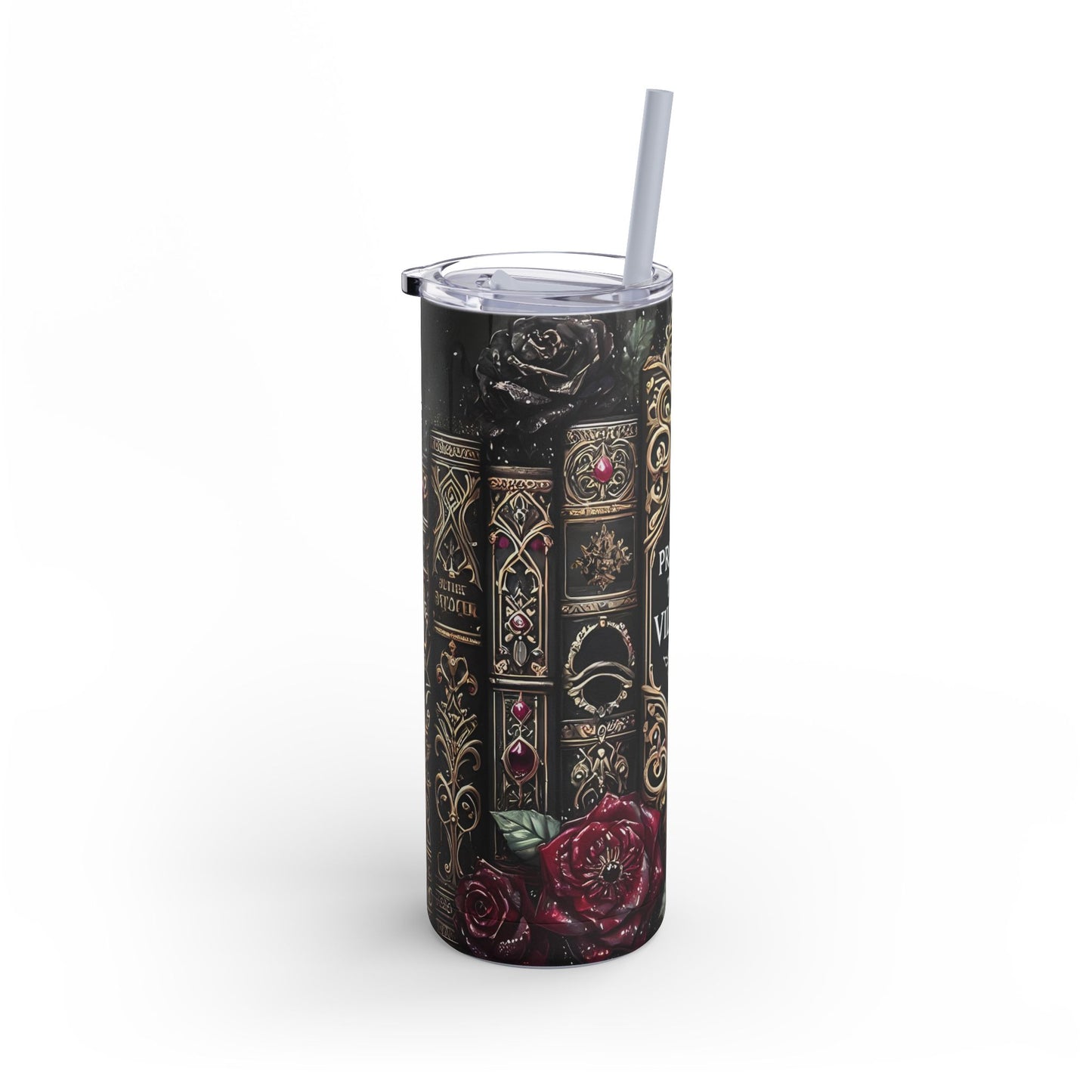 Book Lover Gift - I Prefer the Villain Skinny Tumbler | Dark Academia Matte 20oz Insulated Drinkware