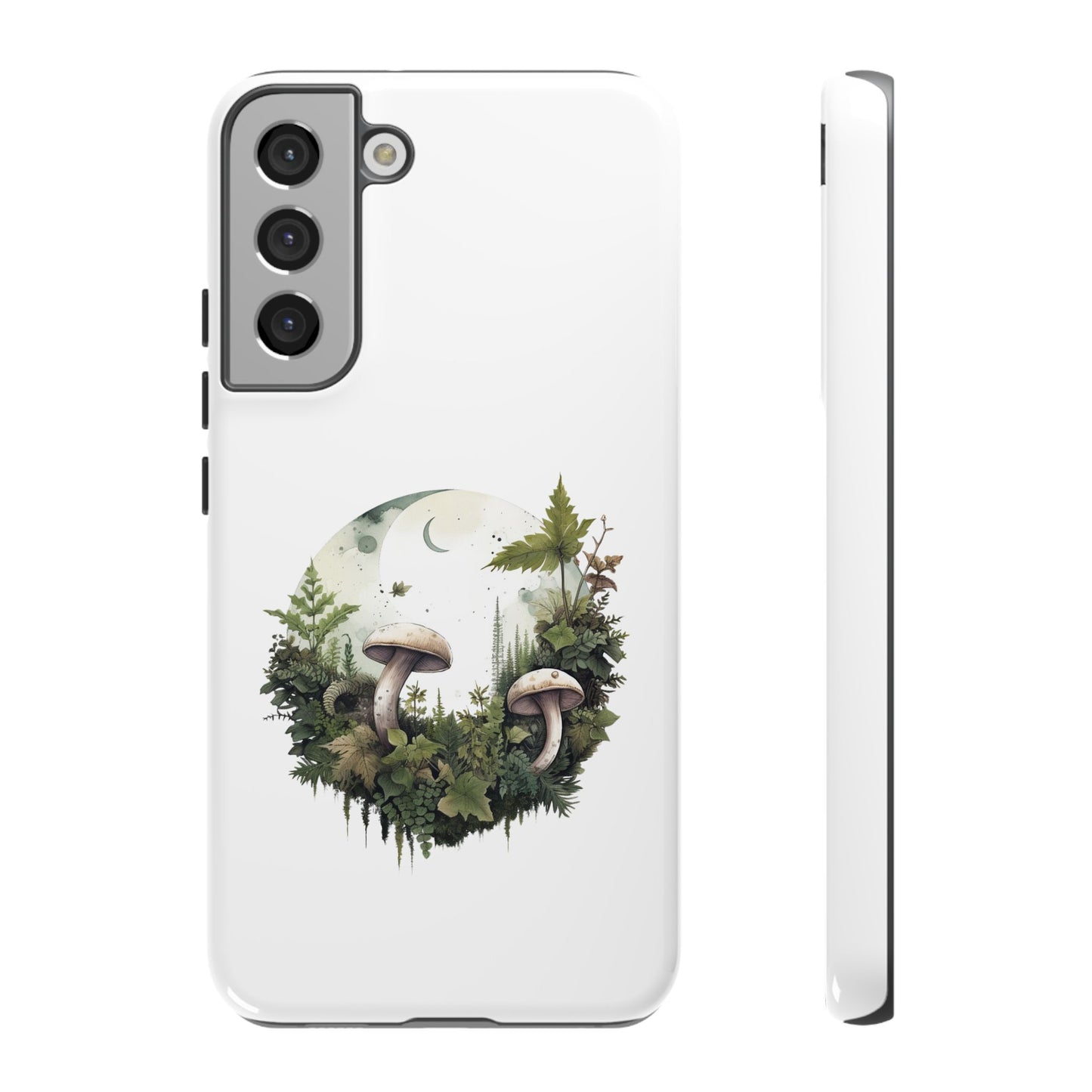 Moonlit Mushroom Tough Phone Case – Minimalist Forest Magic