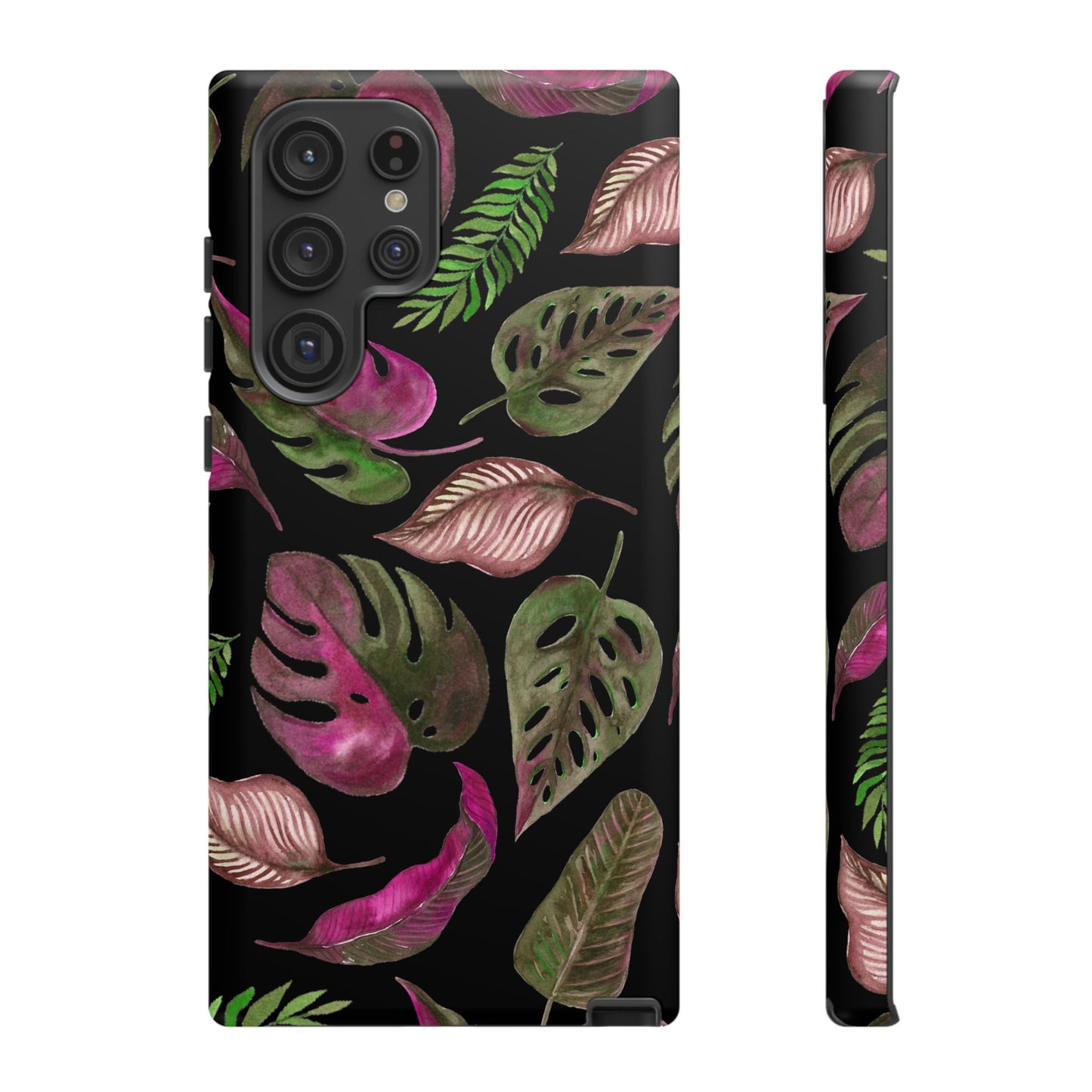 Pink & Black Tropical Leaves - Tough Case