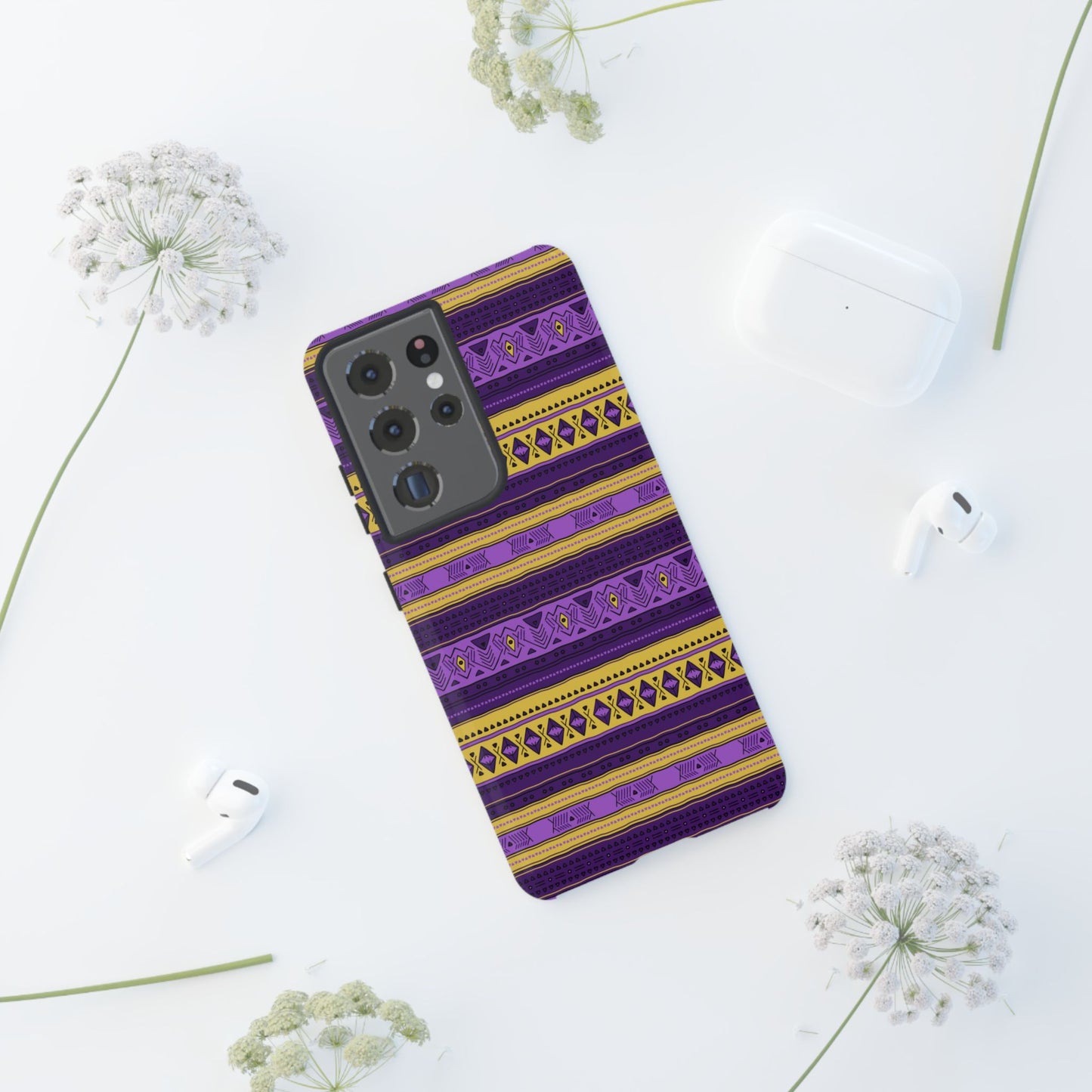 Purple & Yellow Stripes - Tough Phone Case