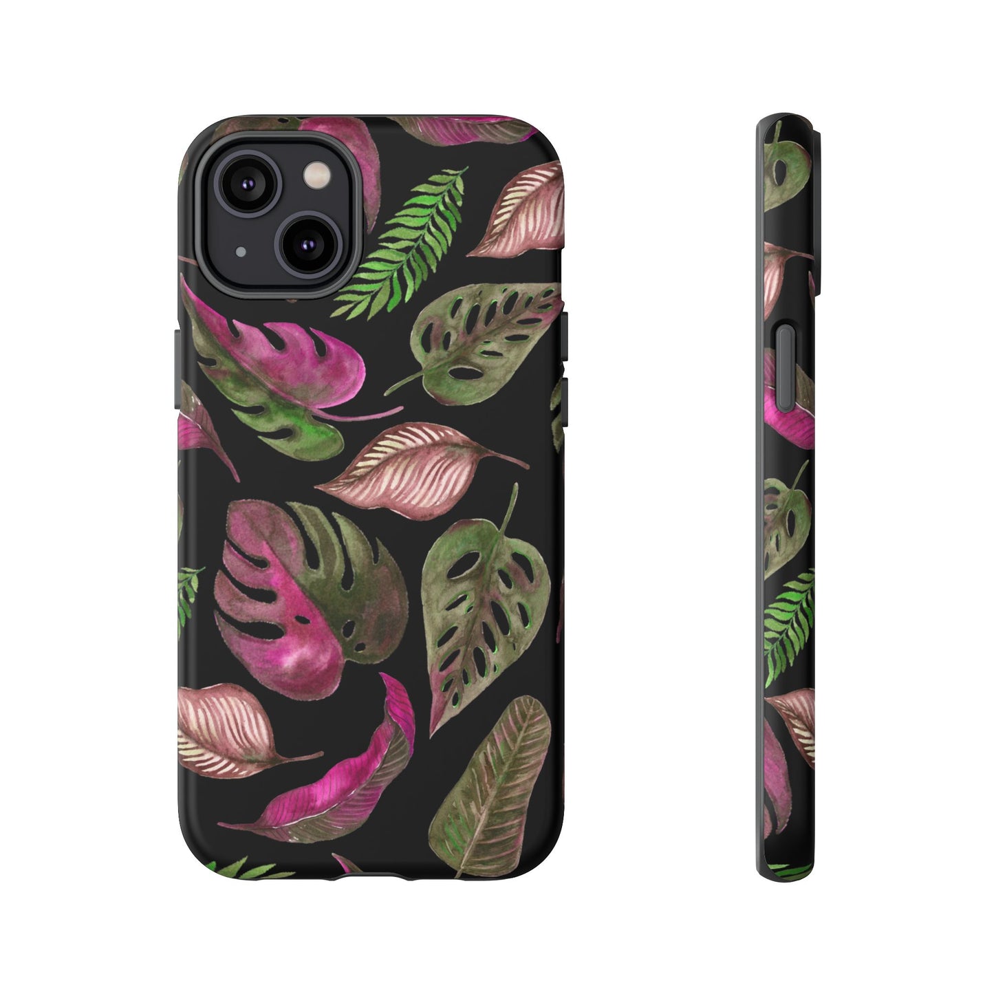 Pink & Black Tropical Leaves - Tough Case