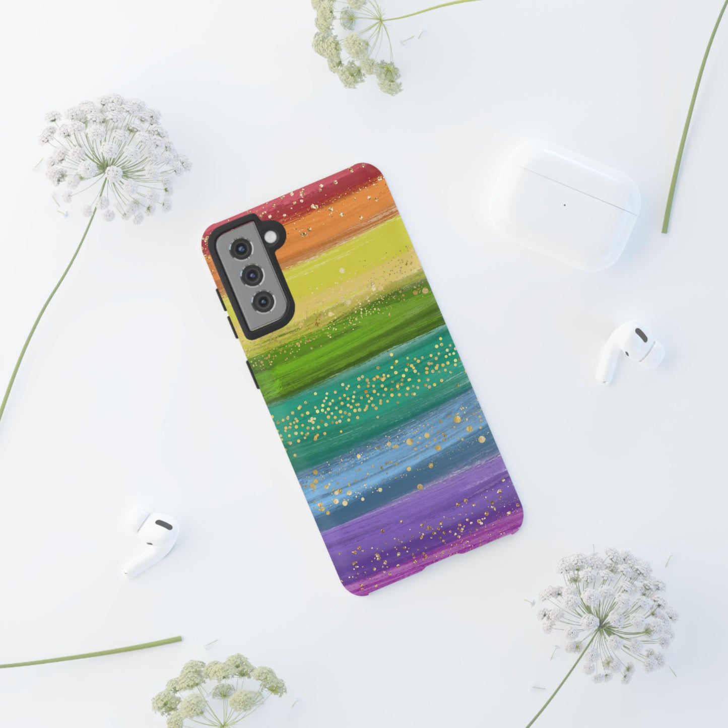 Rainbow Glitter Brush Strokes - Tough Case
