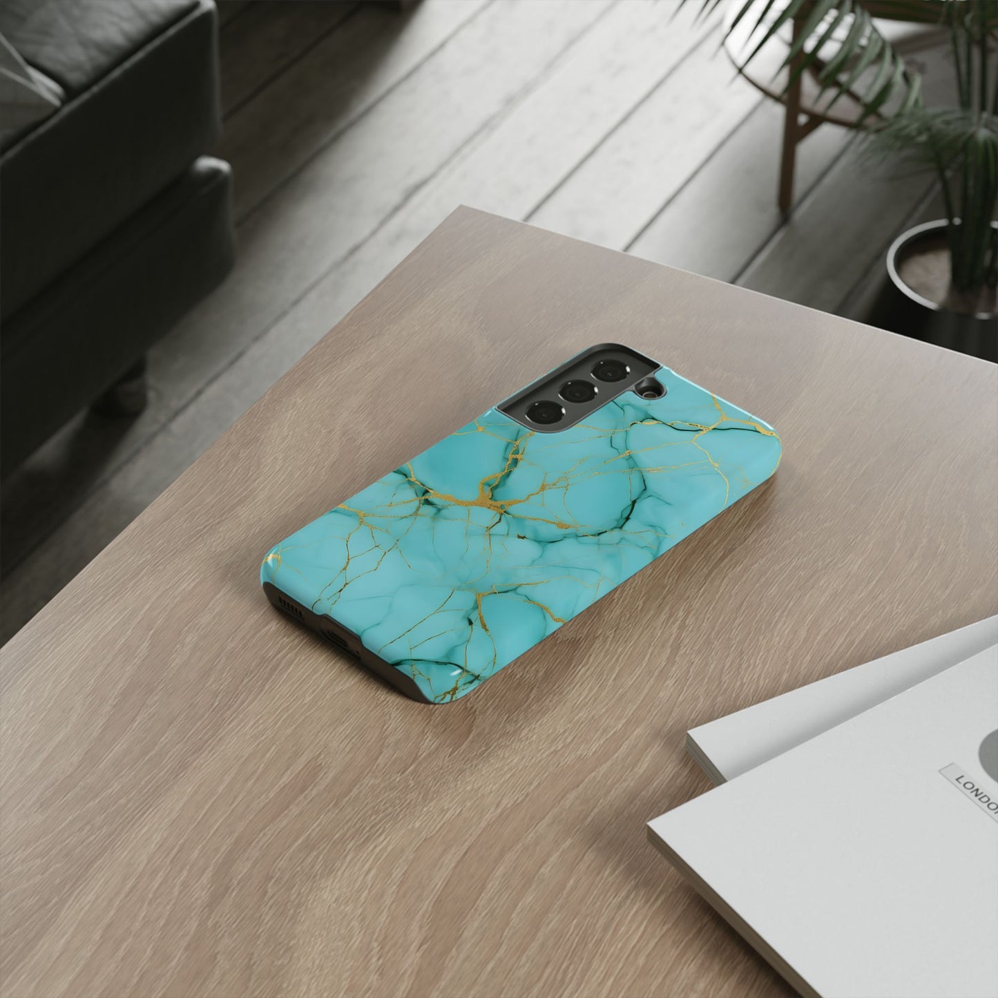 Teal Marble Tough Phone Case