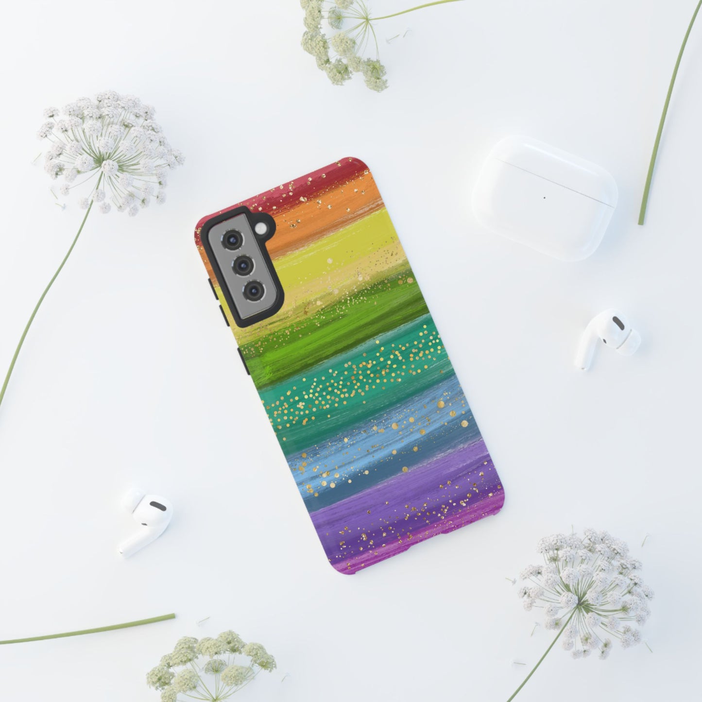 Rainbow Glitter Brush Strokes - Tough Case