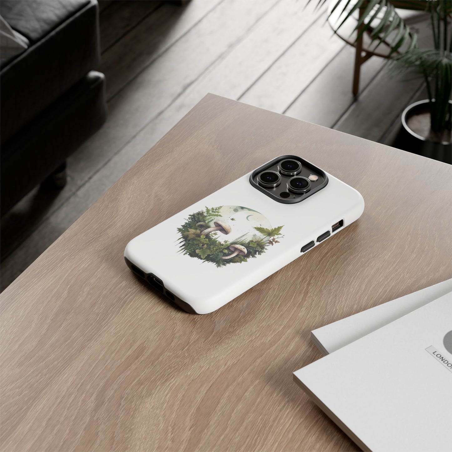 Moonlit Mushroom Tough Phone Case – Minimalist Forest Magic