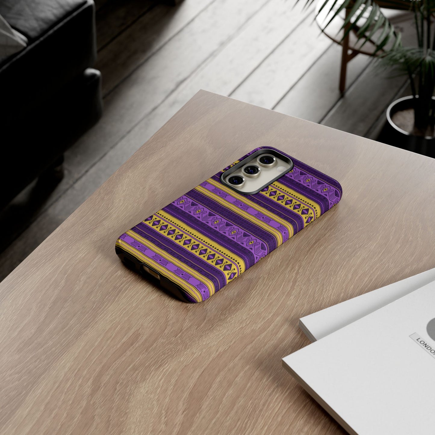Purple & Yellow Stripes - Tough Phone Case