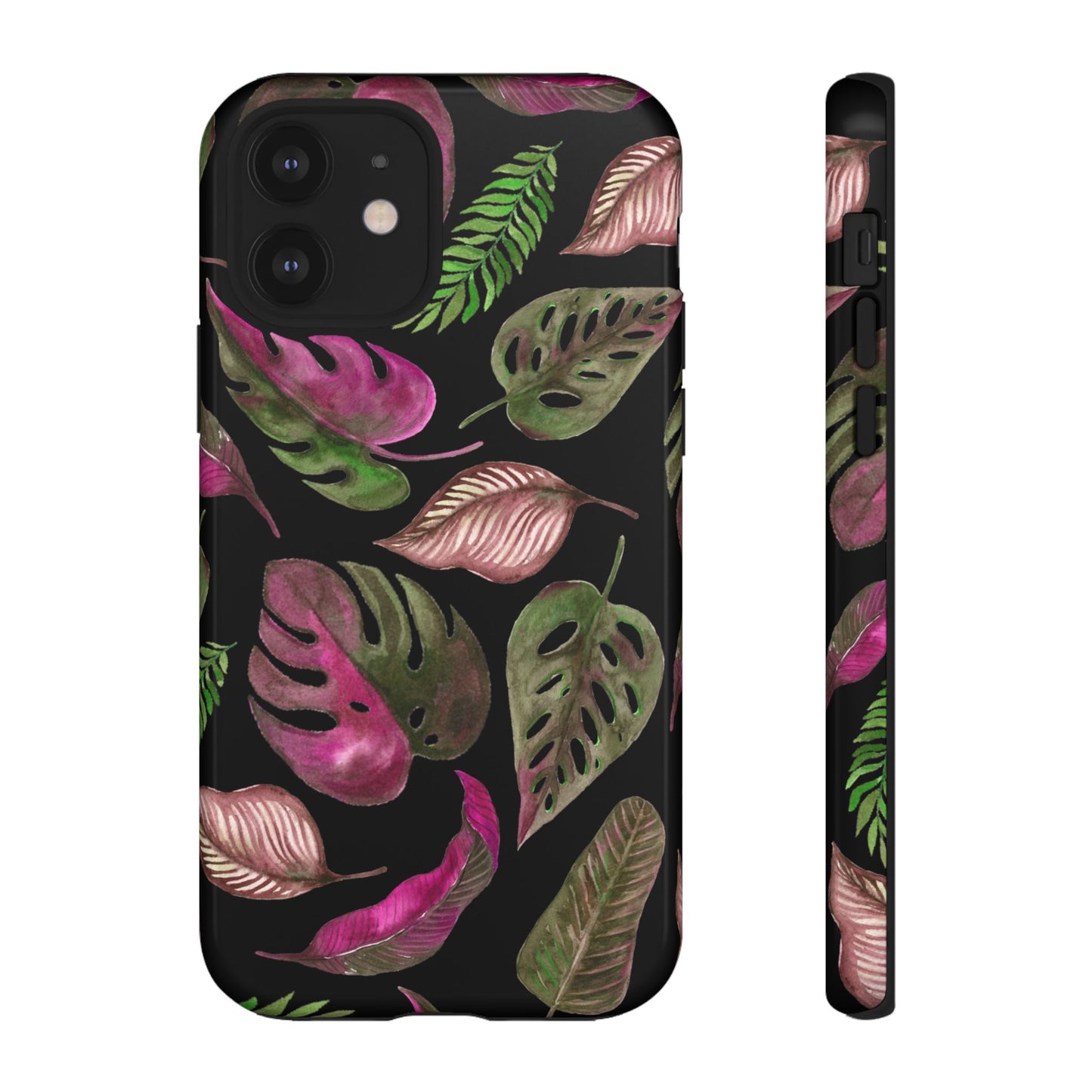 Pink & Black Tropical Leaves - Tough Case