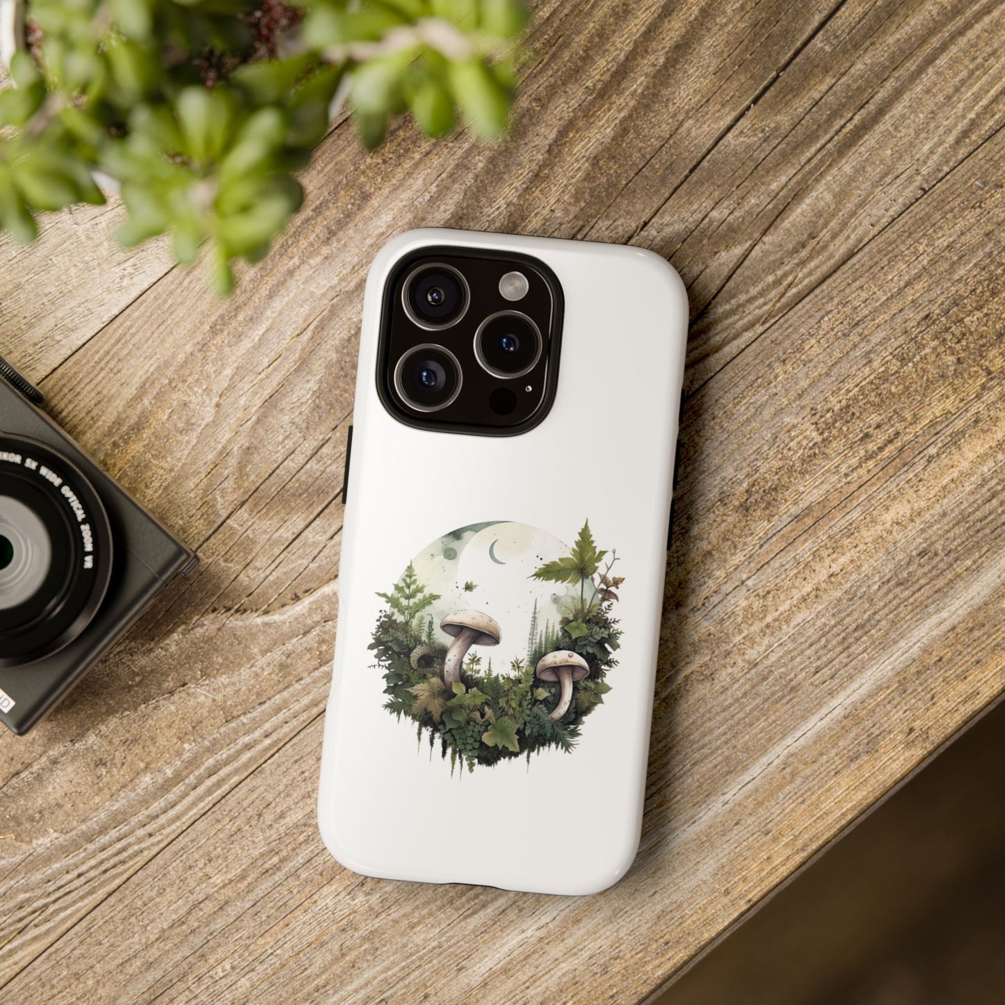 Moonlit Mushroom Tough Phone Case – Minimalist Forest Magic