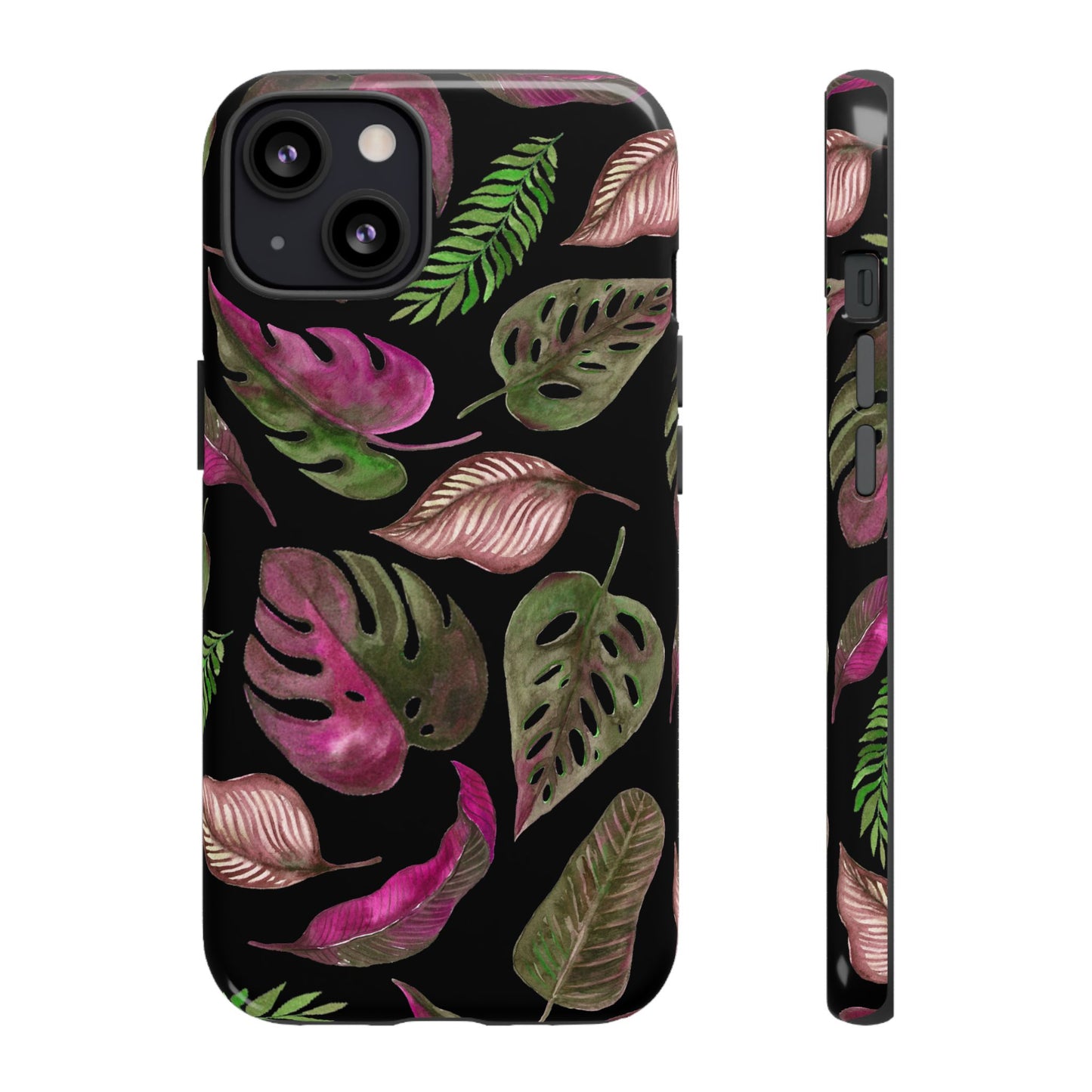Pink & Black Tropical Leaves - Tough Case
