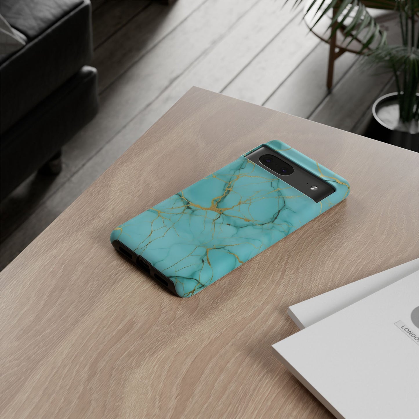Teal Marble Tough Phone Case