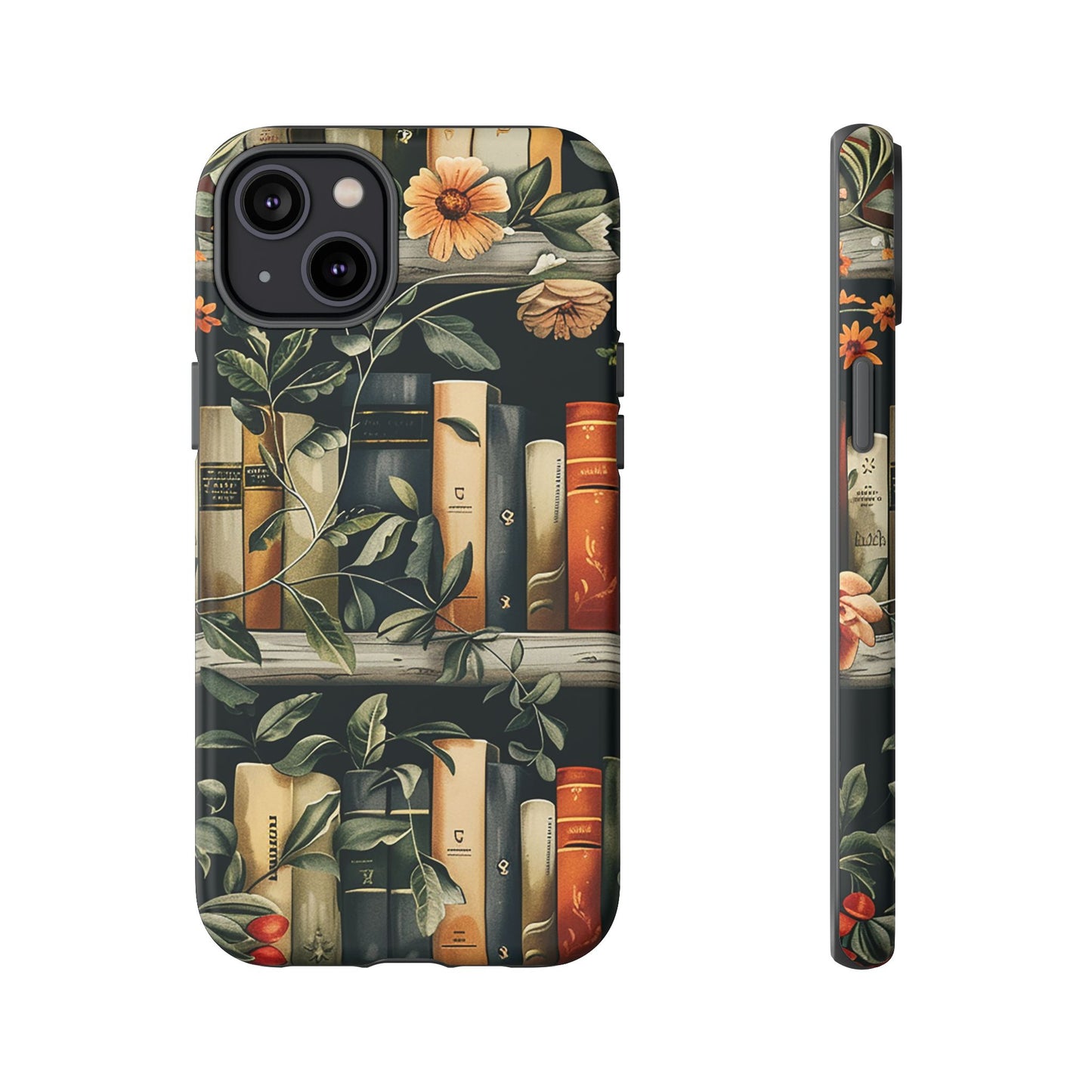 Cozy Bookshelf & Floral Tough Phone Case – Protective & Aesthetic for Book Lovers