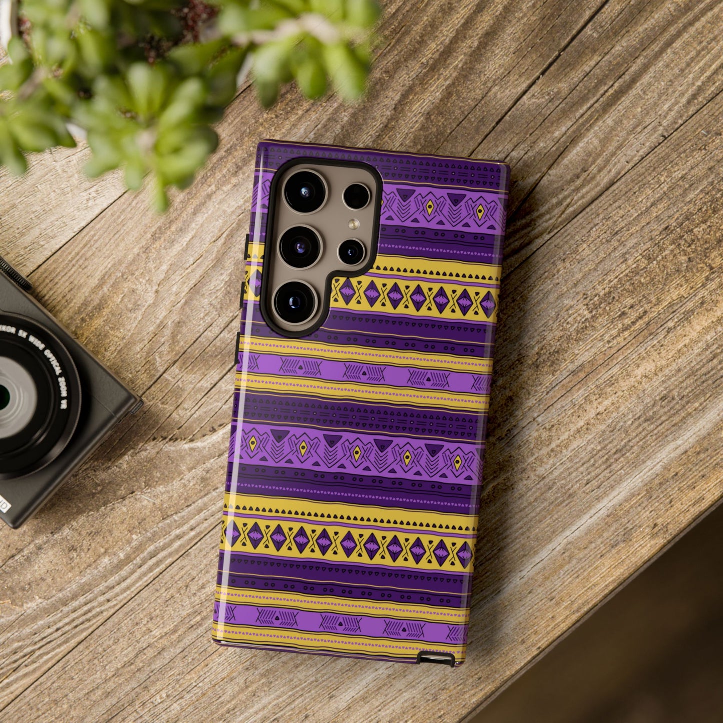 Purple & Yellow Stripes - Tough Phone Case