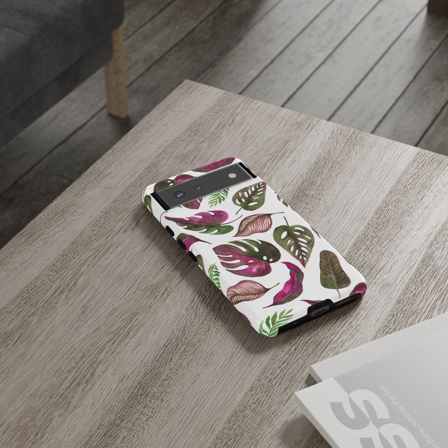 Pink & White Tropical Leaves - Tough Case