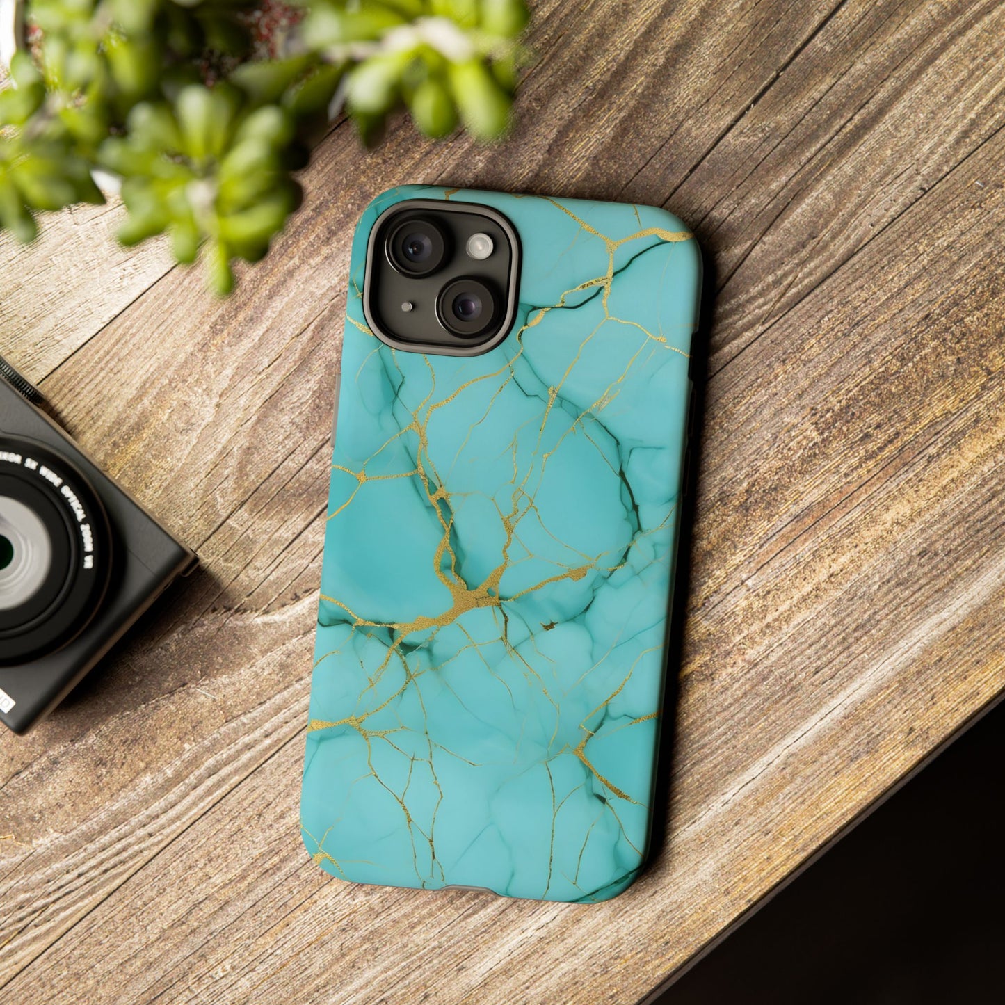 Teal Marble Tough Phone Case