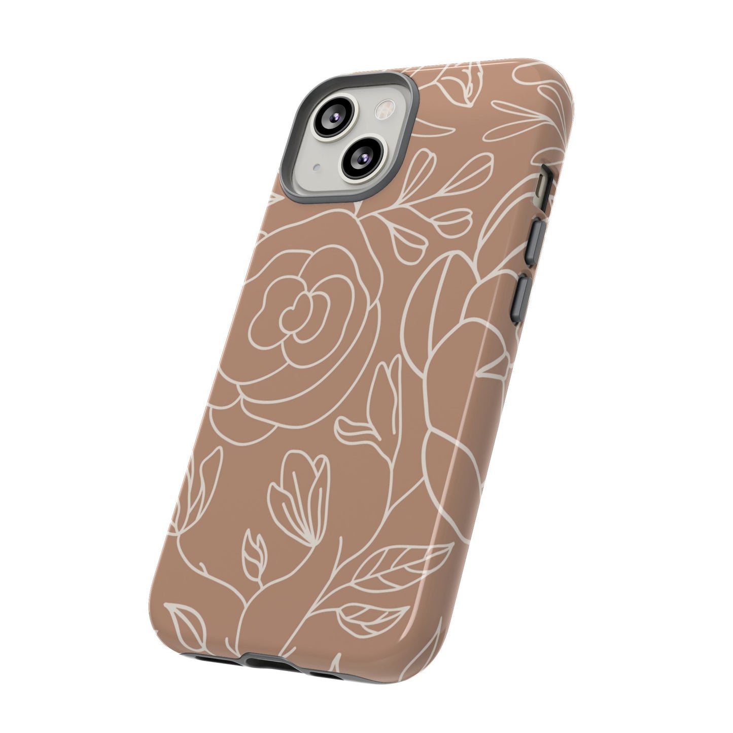 Tan & White Boho Florals - Tough Phone Case