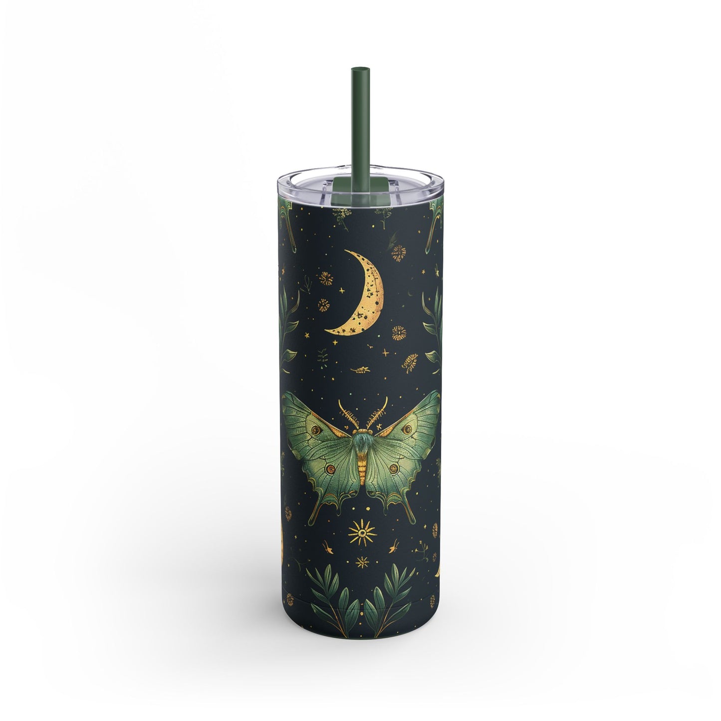 Lunar Moth Matte Skinny Tumbler – 20oz Insulated Drinkware with a Touch of Magic