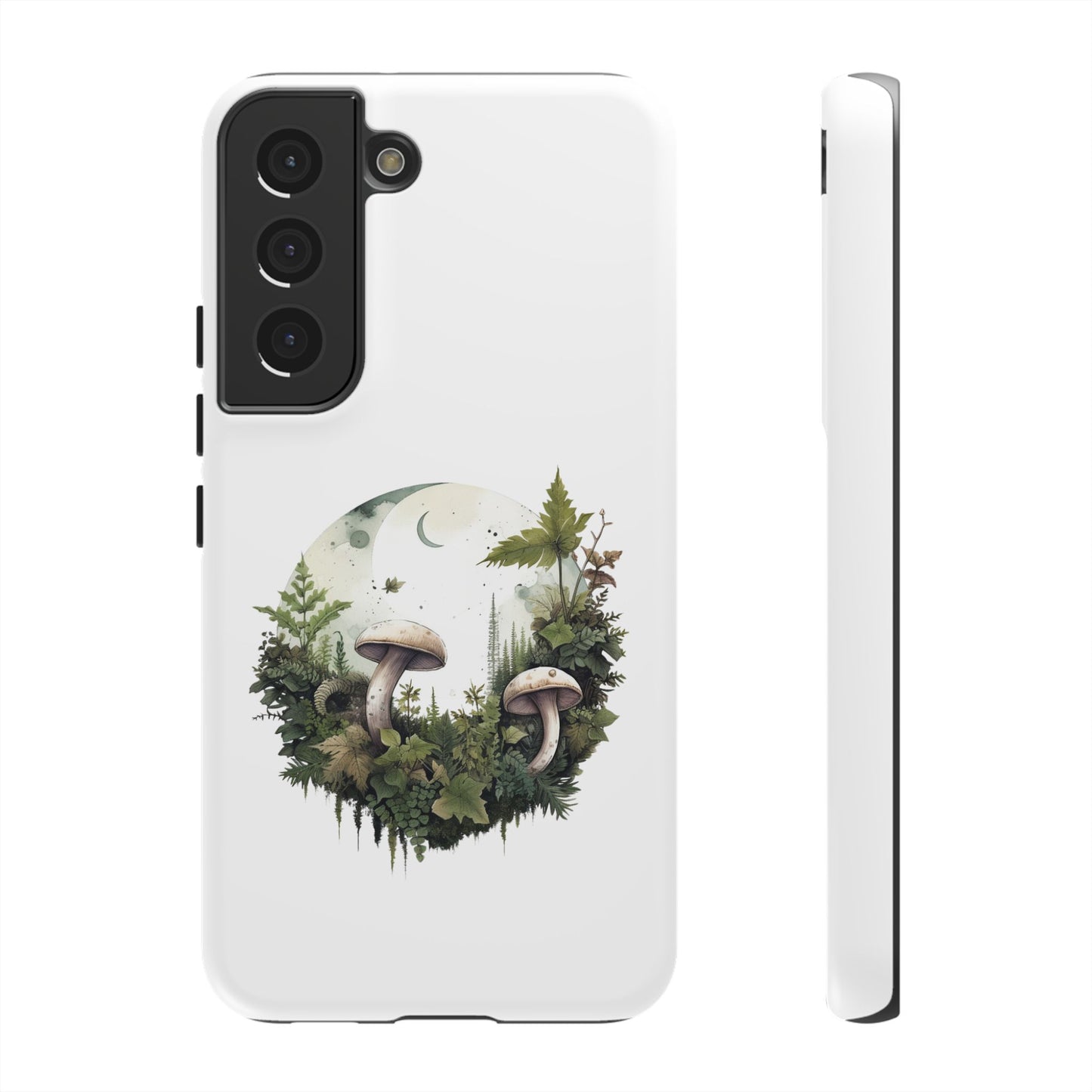 Moonlit Mushroom Tough Phone Case – Minimalist Forest Magic