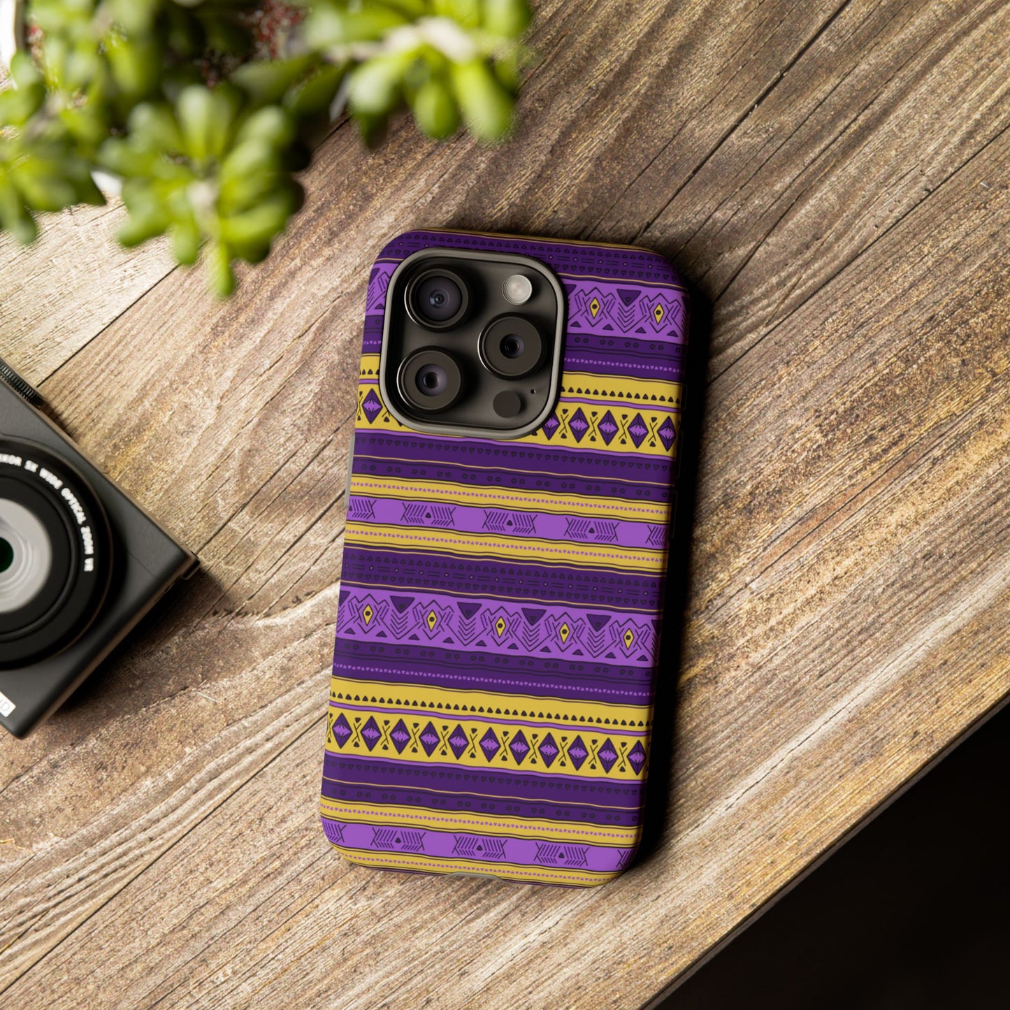 Purple & Yellow Stripes - Tough Phone Case