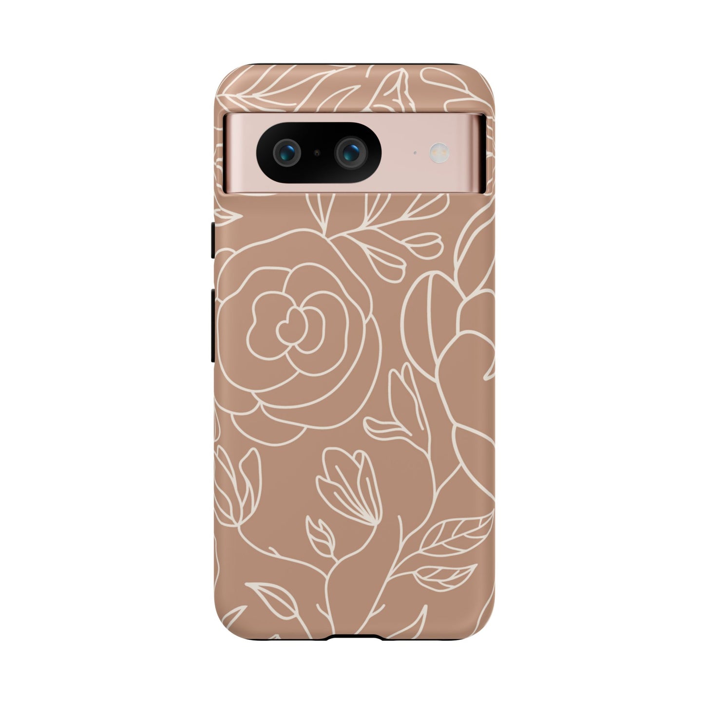 Tan & White Boho Florals - Tough Phone Case