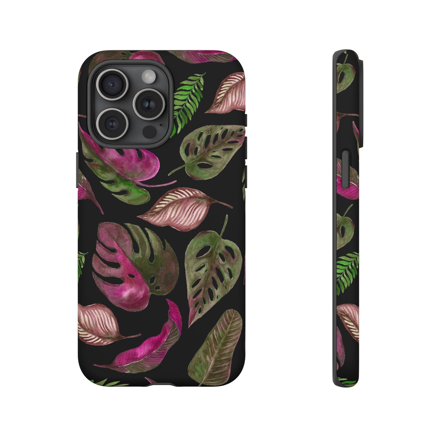 Pink & Black Tropical Leaves - Tough Case