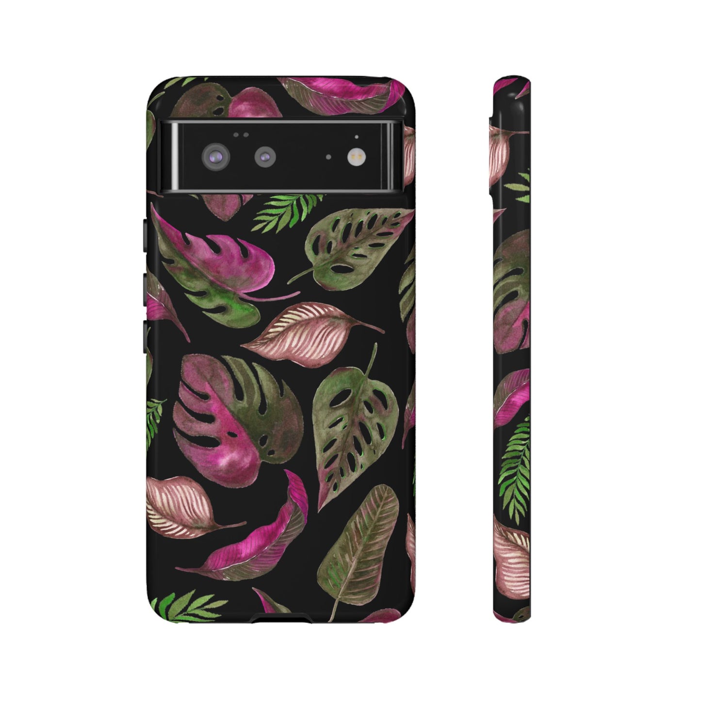 Pink & Black Tropical Leaves - Tough Case