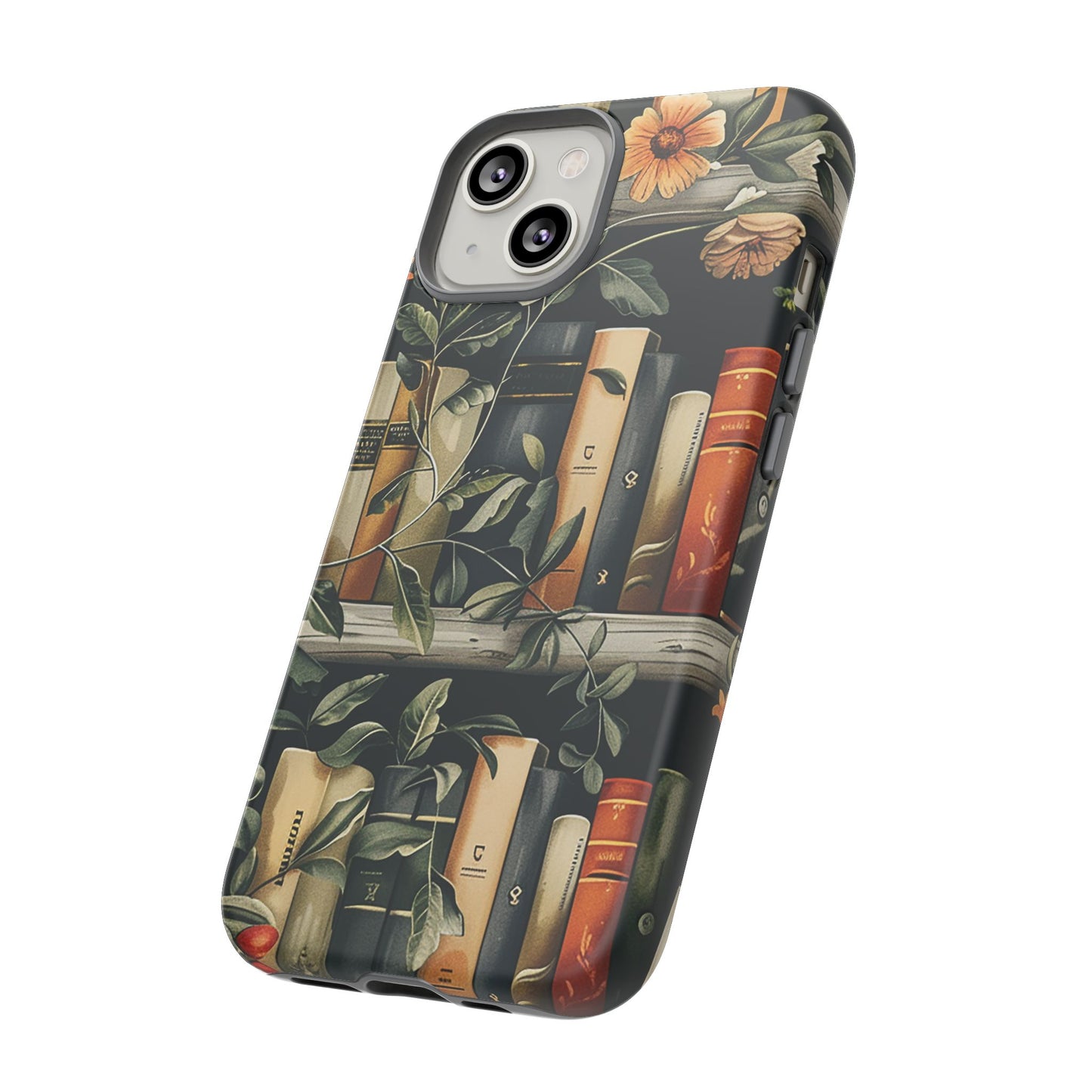 Cozy Bookshelf & Floral Tough Phone Case – Protective & Aesthetic for Book Lovers