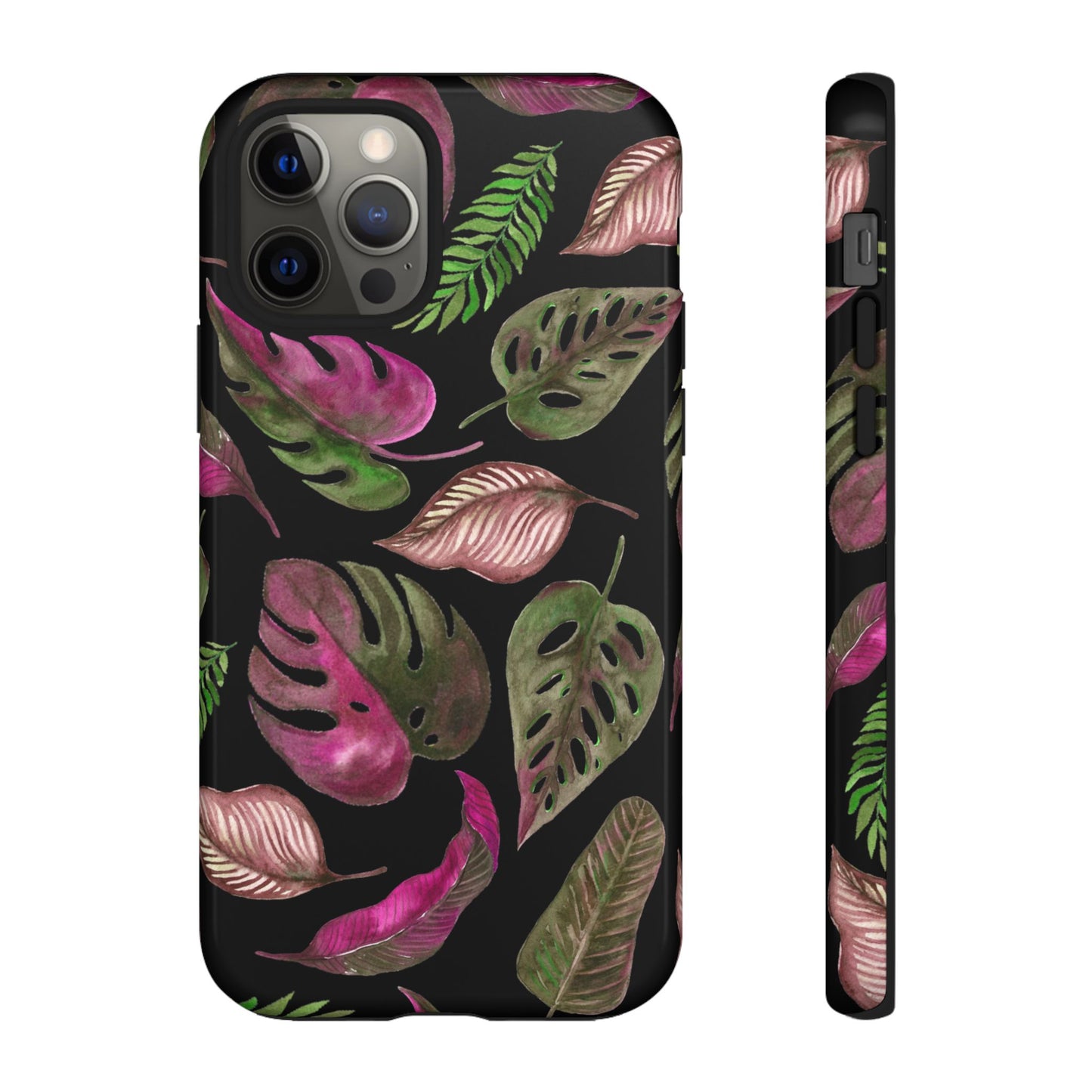 Pink & Black Tropical Leaves - Tough Case