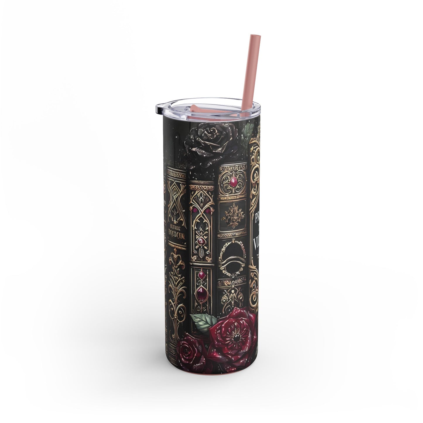 Book Lover Gift - I Prefer the Villain Skinny Tumbler | Dark Academia Matte 20oz Insulated Drinkware