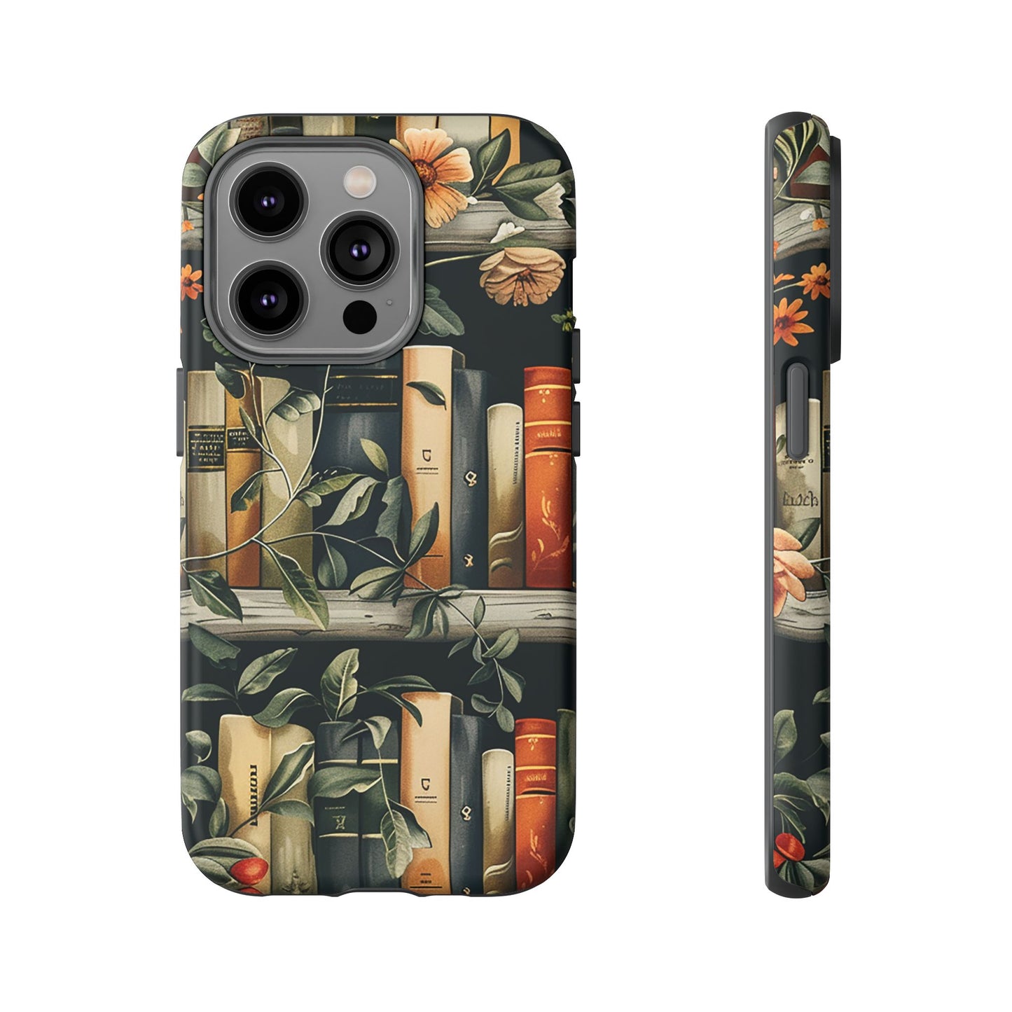 Cozy Bookshelf & Floral Tough Phone Case – Protective & Aesthetic for Book Lovers