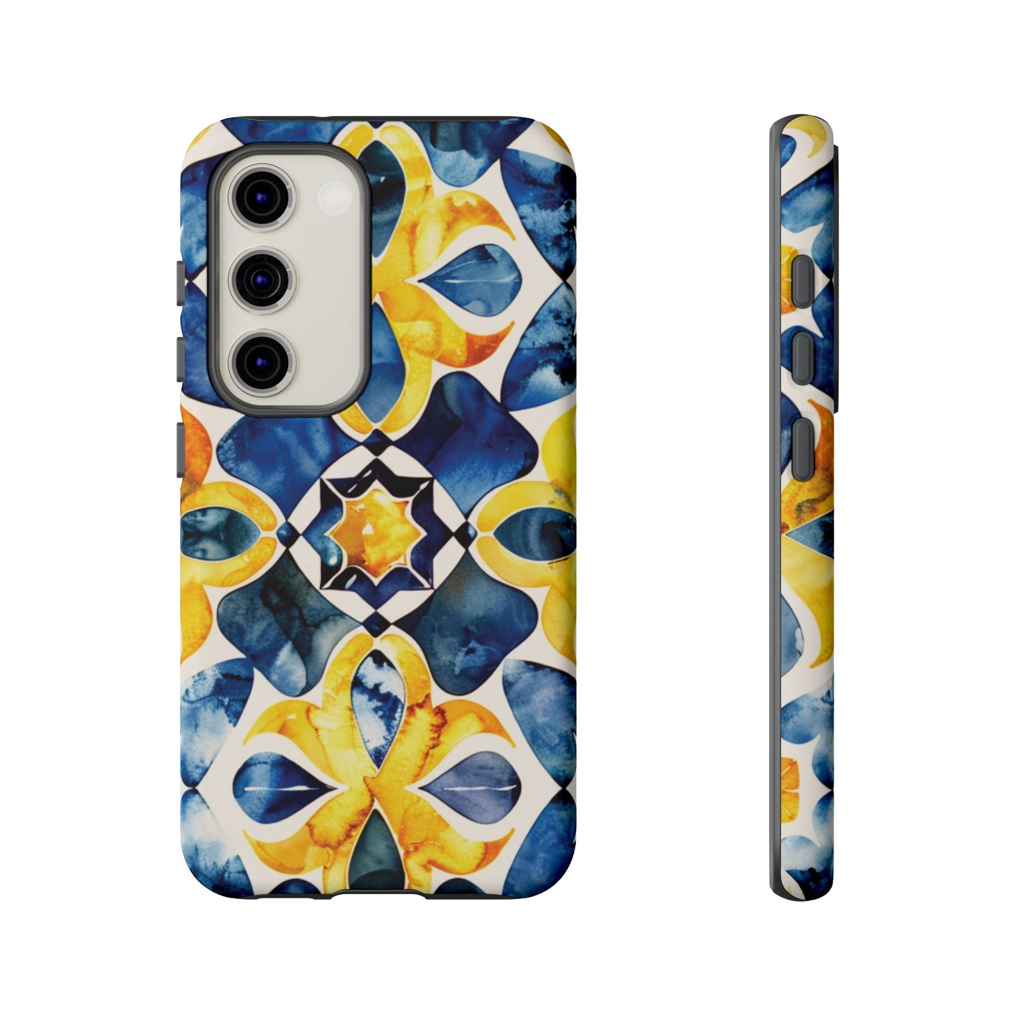 Kaleidoscope Art Phone Case - Bold Blue & Gold Geometric Design | Statement Maker Tough Case